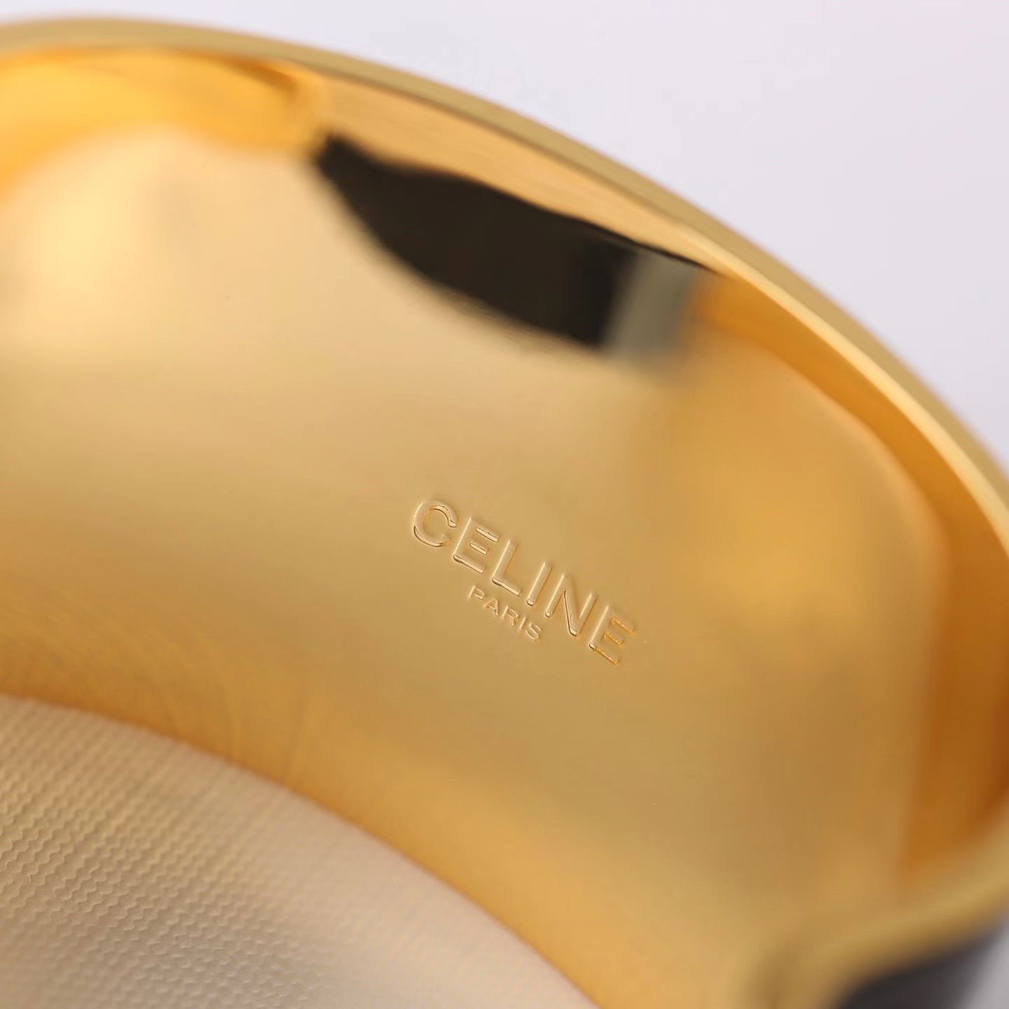 Celine Paris Logo Enamel Cuff bracelet gold-tone metal with black enamel 6cm inner diameter