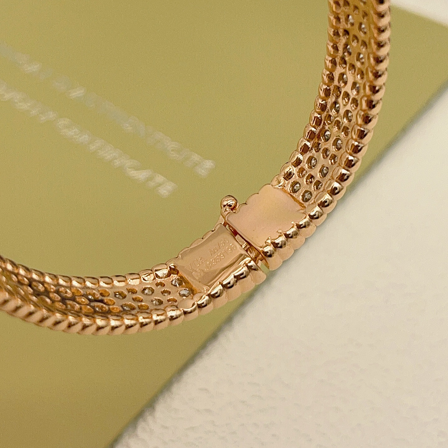 Van Cleef Arpels Perlee bracelet Rose gold with clear diamond pave 17cm