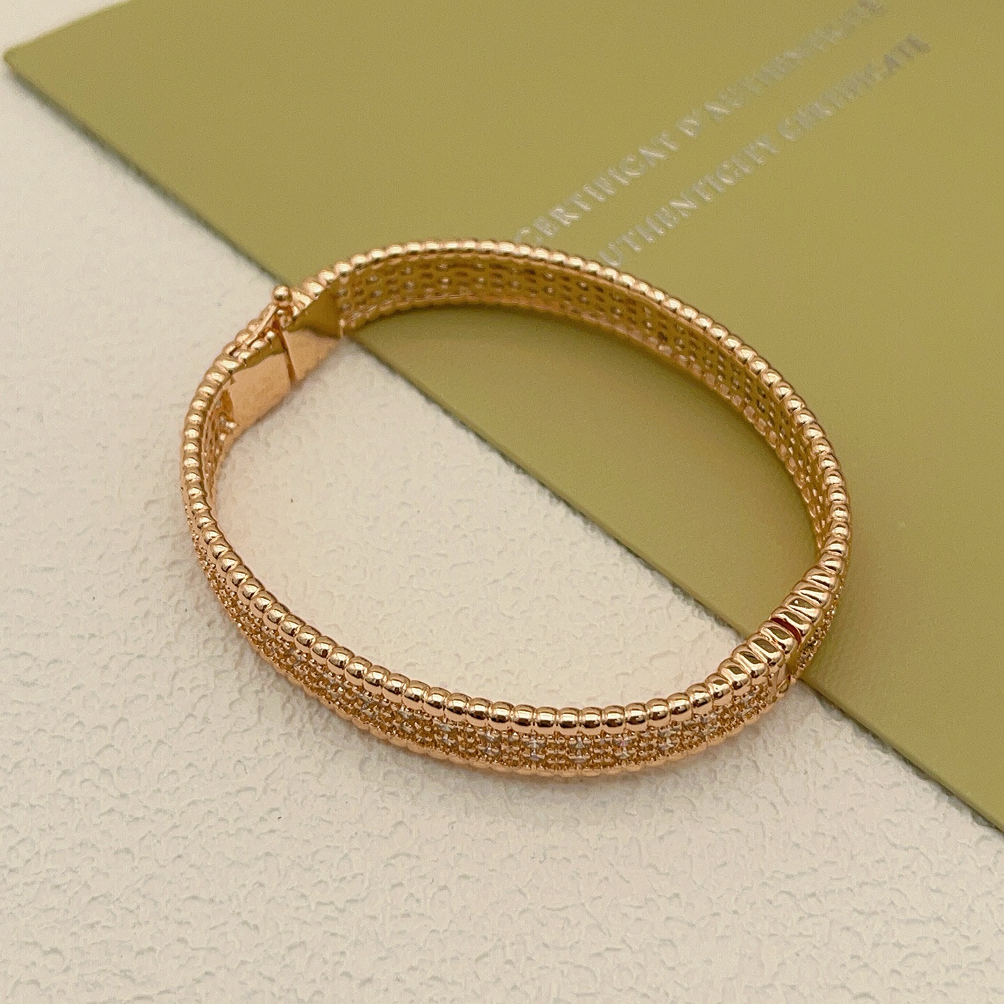 Van Cleef Arpels Perlee bracelet Rose gold with clear diamond pave 17cm