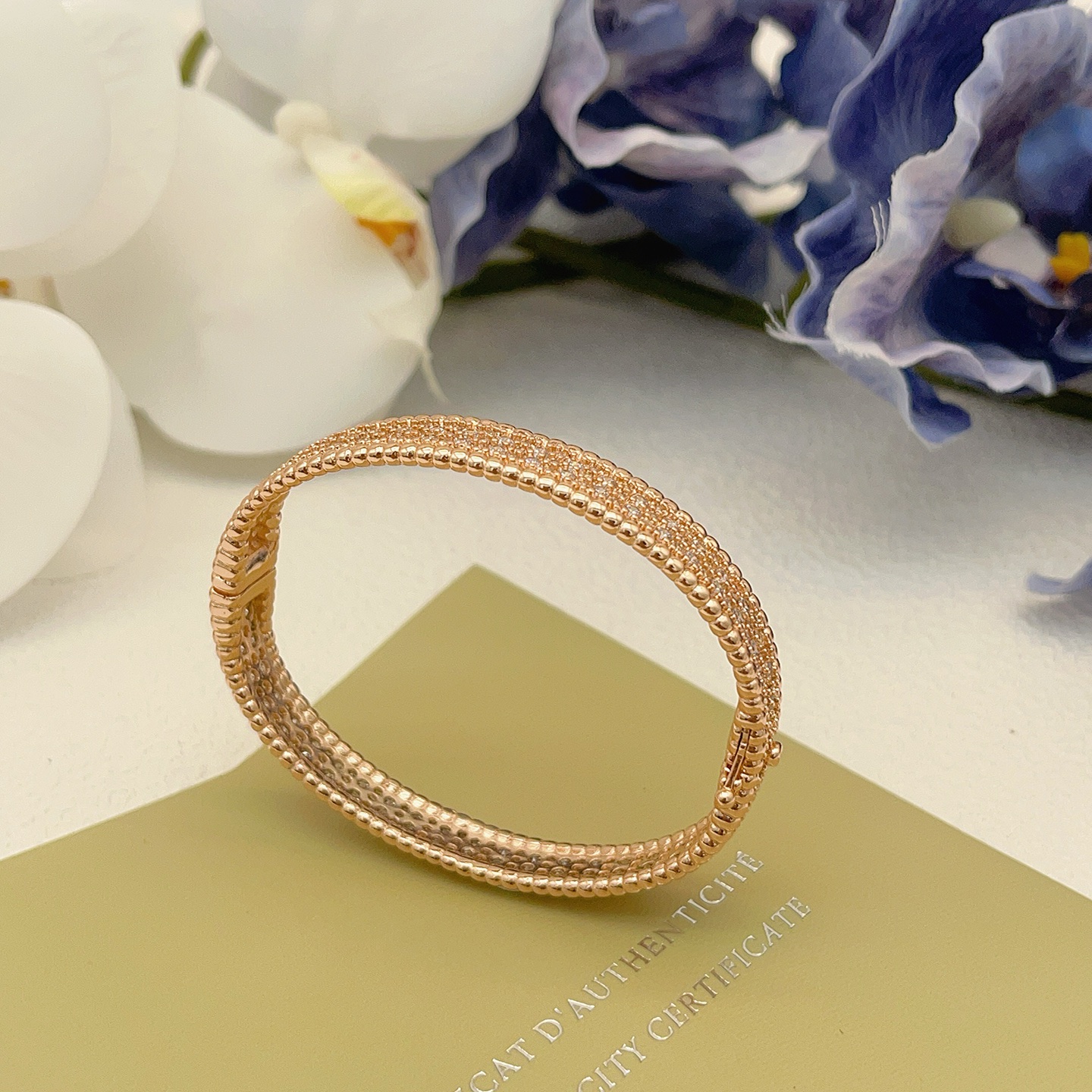 Van Cleef Arpels Perlee bracelet Rose gold with clear diamond pave 17cm