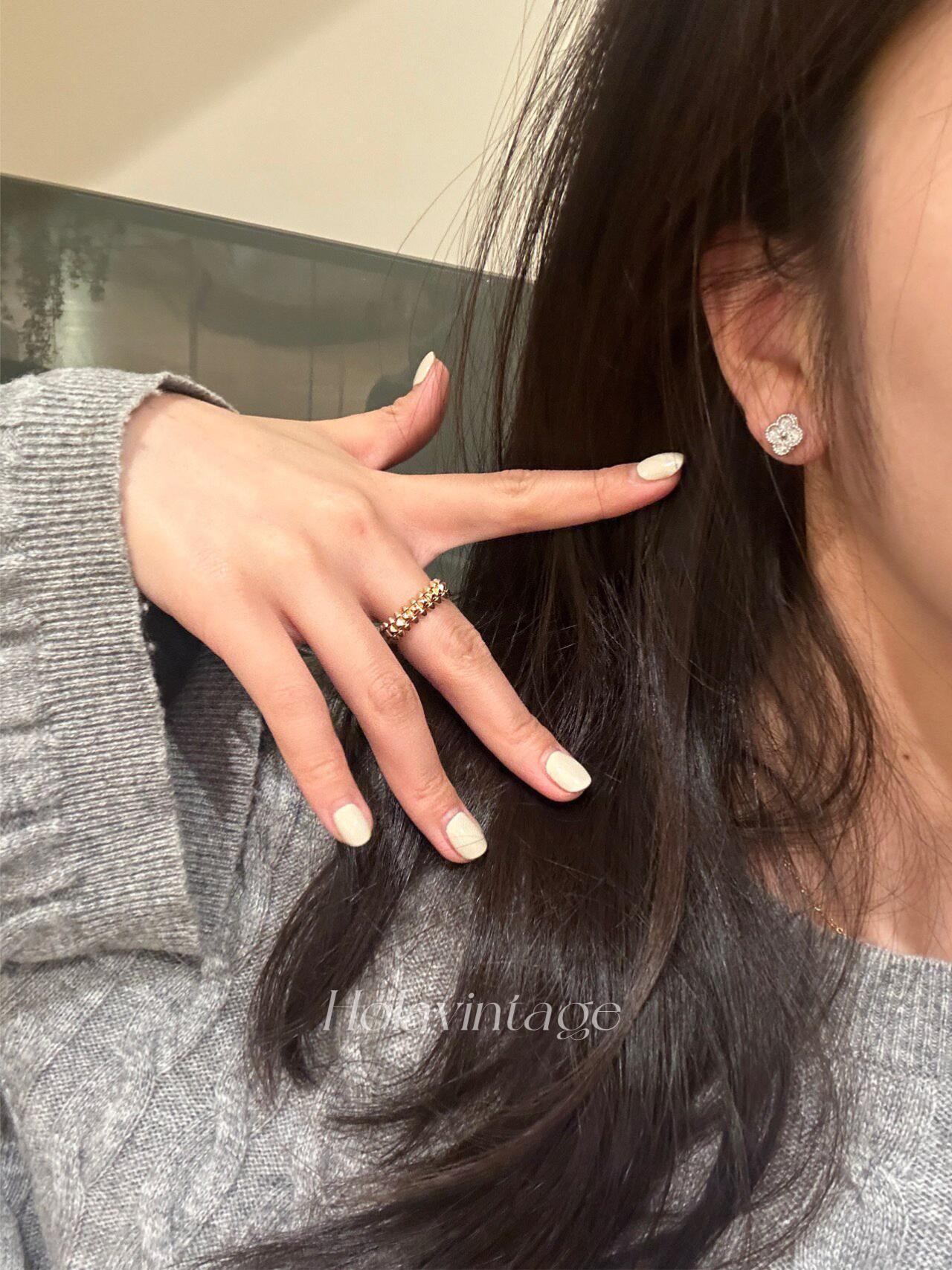 Van Cleef Arpels Alhambra earrings white gold with diamonds 8mm