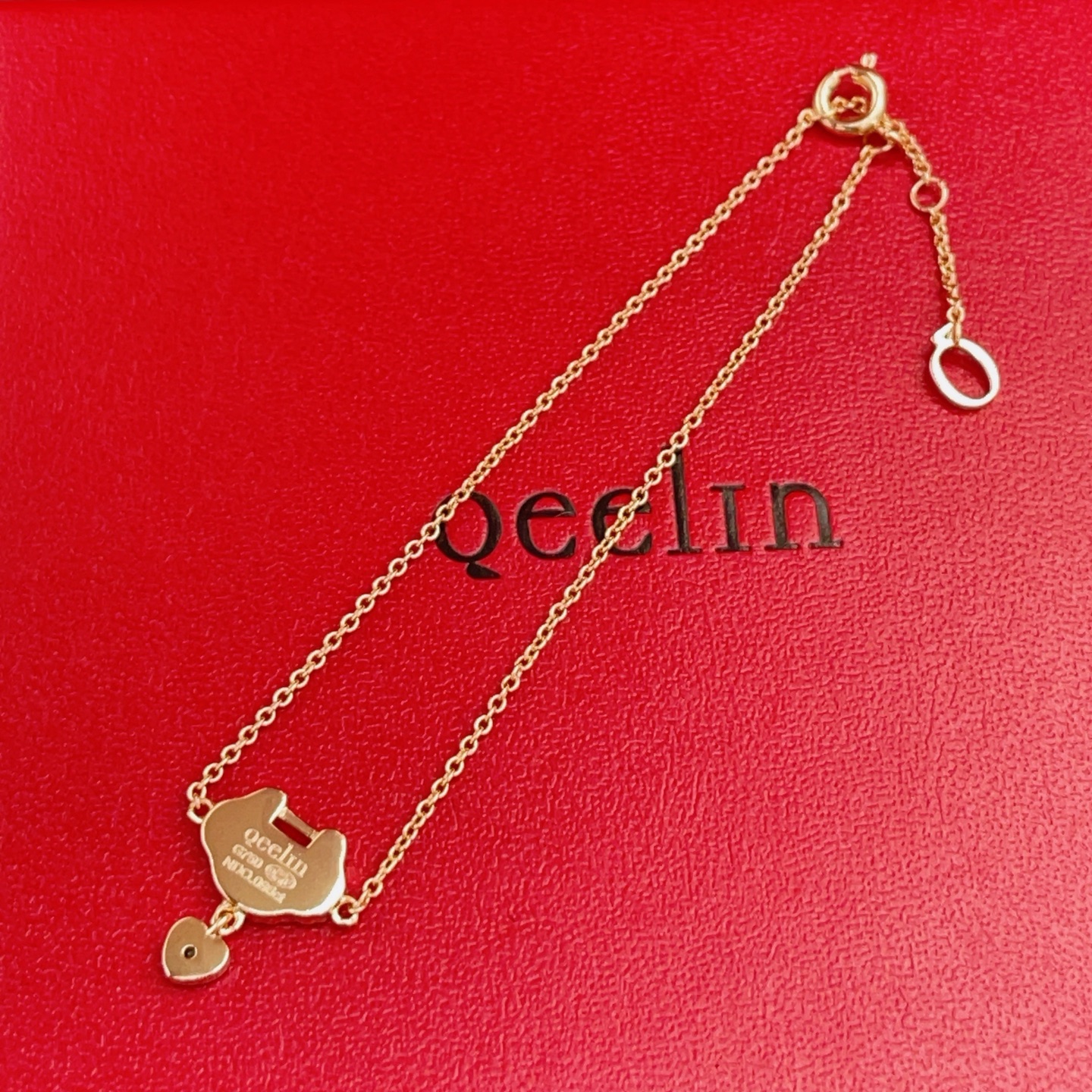 Qeelin Yu Yi bracelet 18k rose gold red agate diamond 16-19cm adjustable