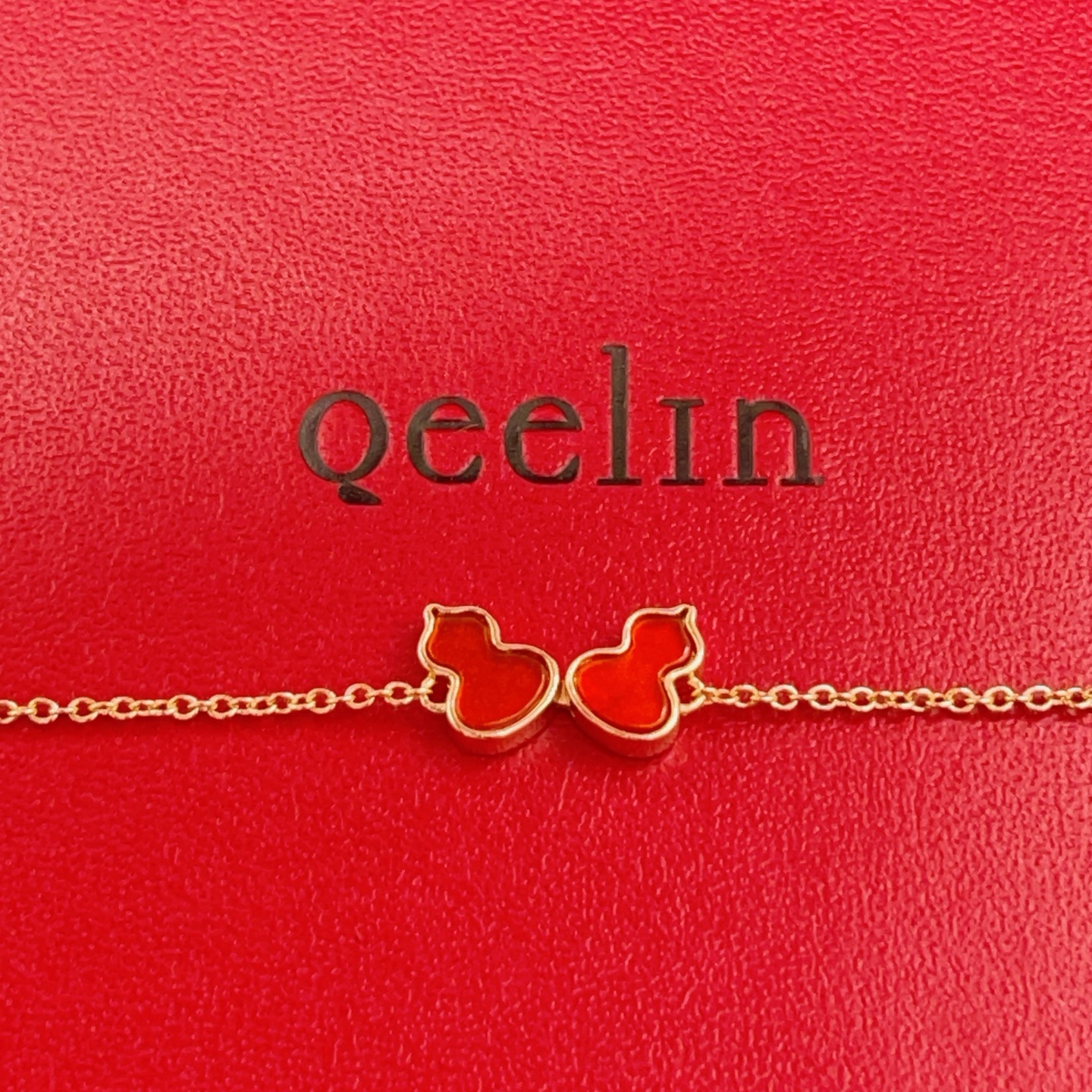 Qeelin Wulu bracelet 18k rose gold with red carnelian 16-19cm adjustable