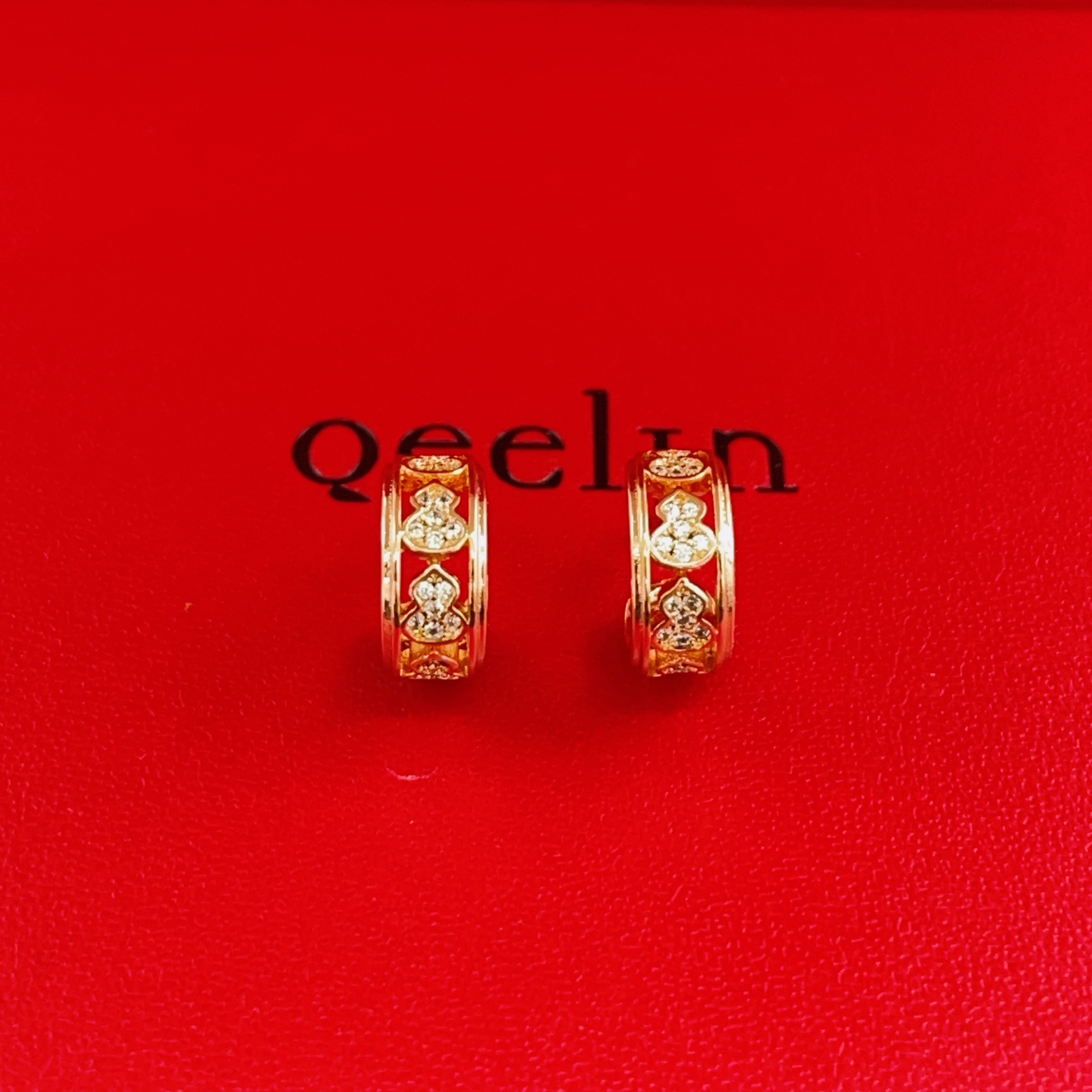 Boucles d'oreilles Qeelin Wulu Or rose 18 carats avec accents de diamants clairs Diamètre du cerceau de 10 mm