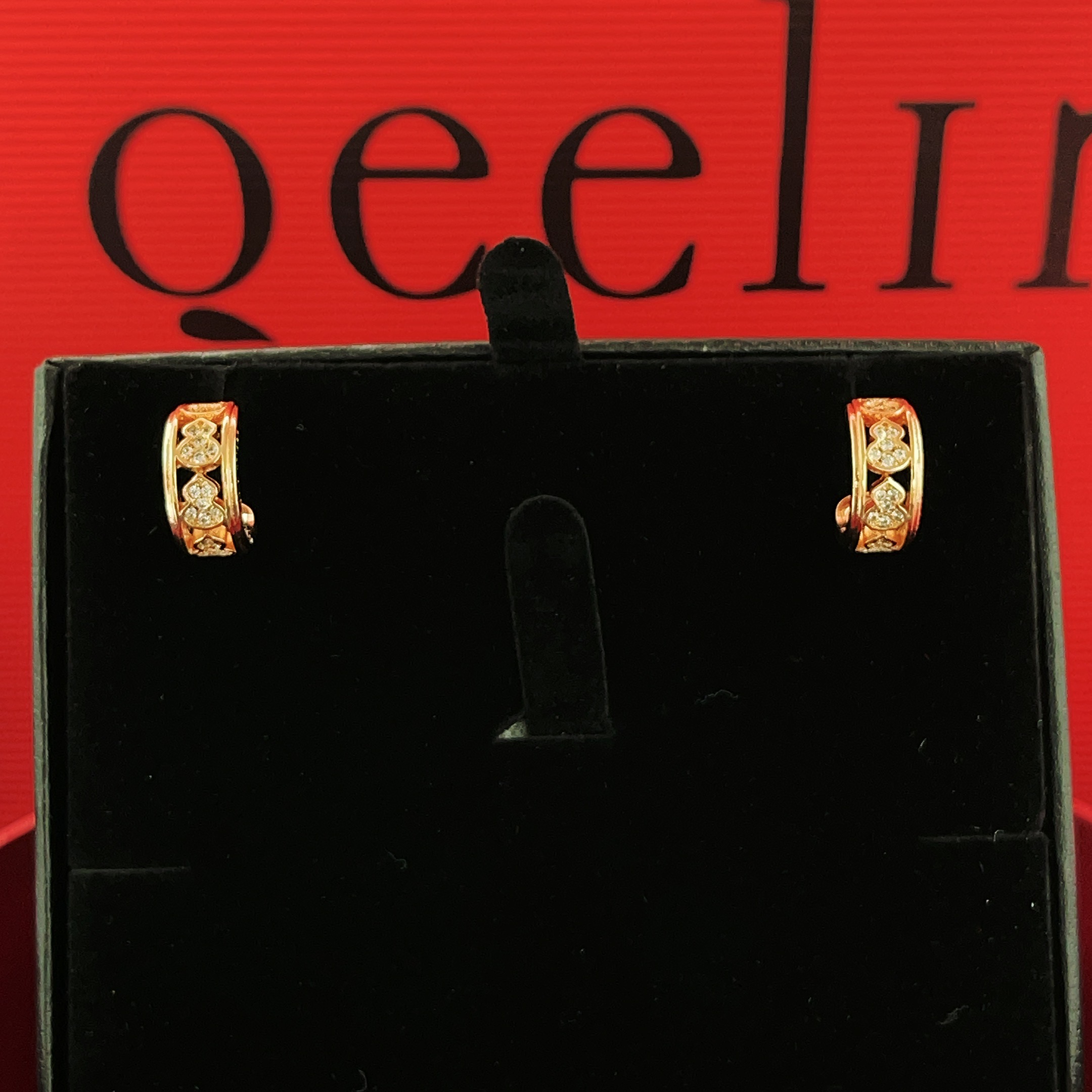 Boucles d'oreilles Qeelin Wulu Or rose 18 carats avec accents de diamants clairs Diamètre du cerceau de 10 mm