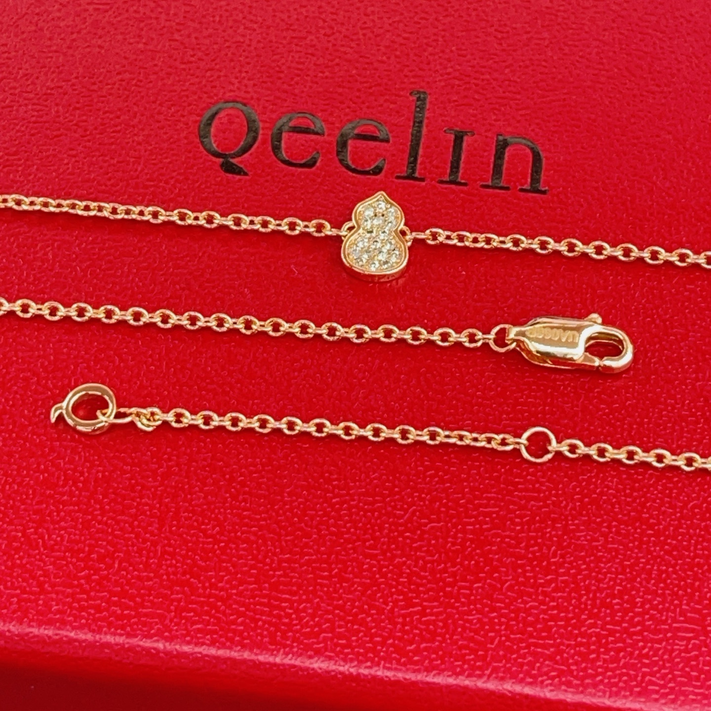 Qeelin Wulu necklace 18K rose gold purple gemstone diamond 42cm