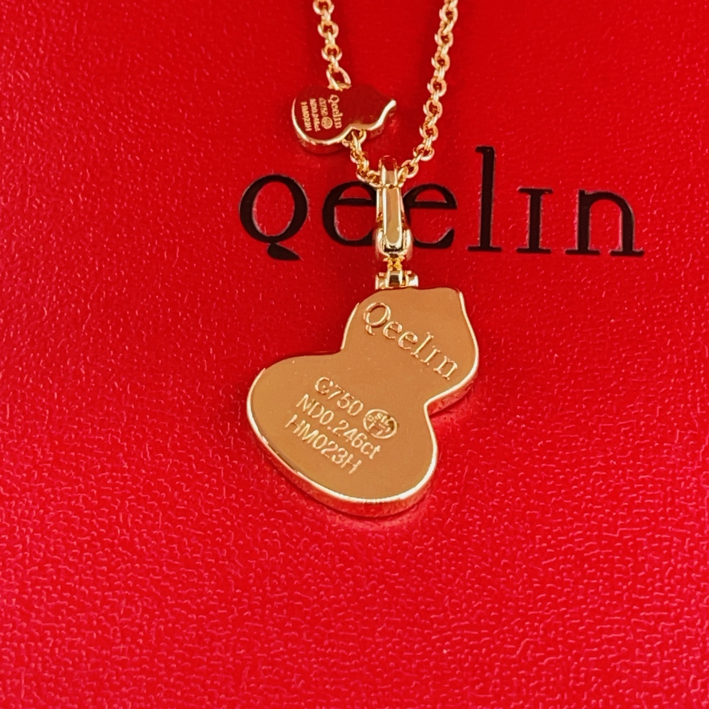 Qeelin Wulu necklace 18K rose gold purple gemstone diamond 42cm