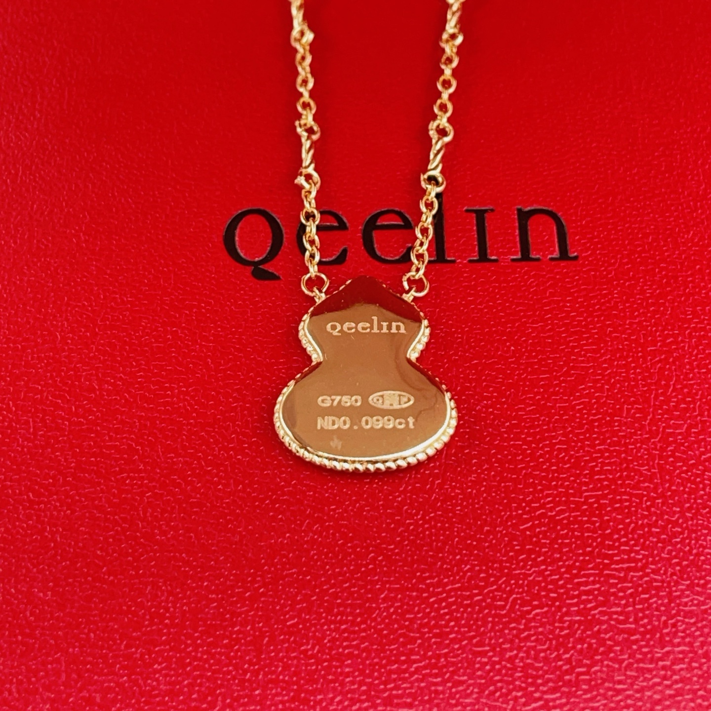 Qeelin Wulu necklace 18k rose gold red carnelian clear diamond accents 42cm with 2cm extender