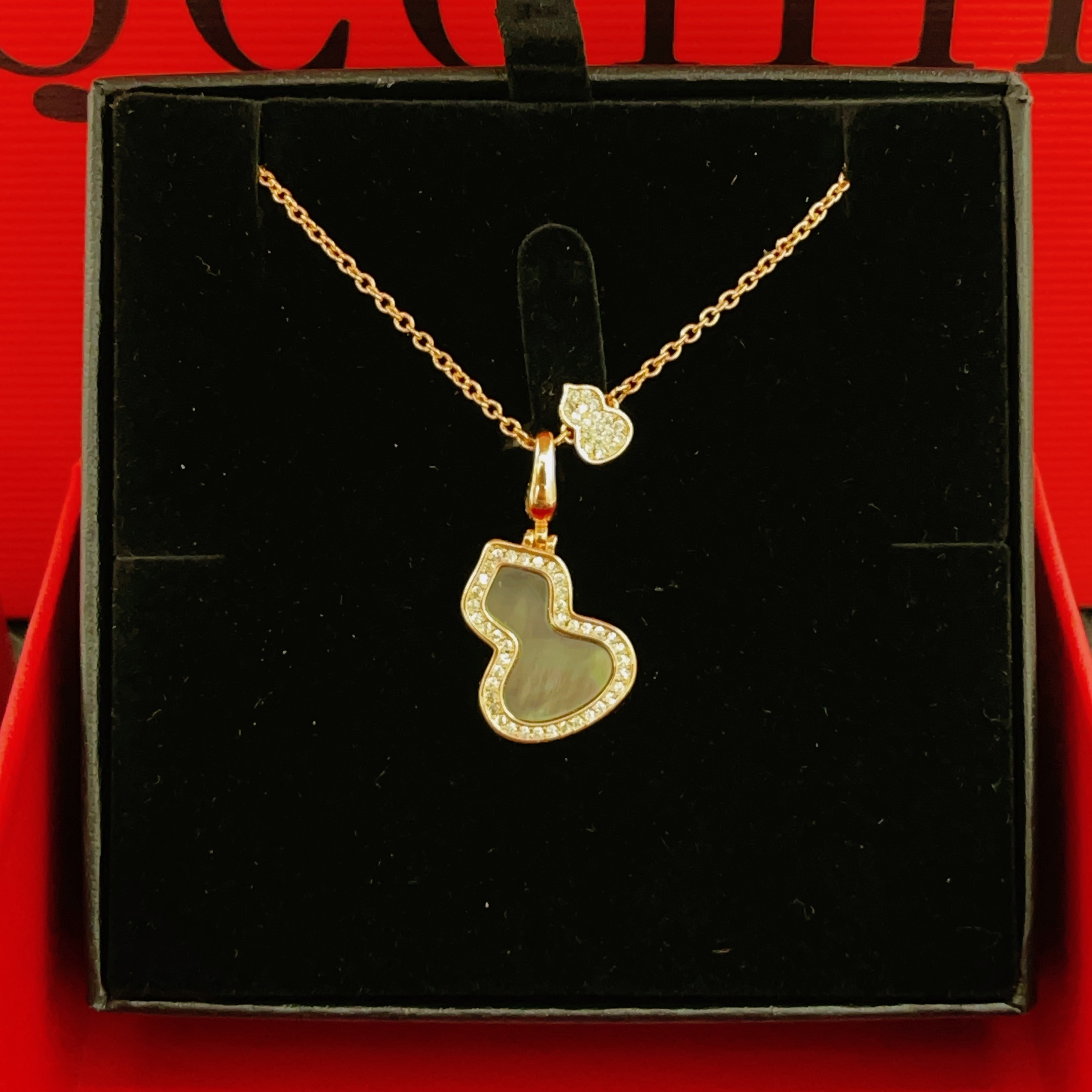 Qeelin Wulu necklace 18k rose gold gray mother-of-pearl diamond 42cm with 2cm extender