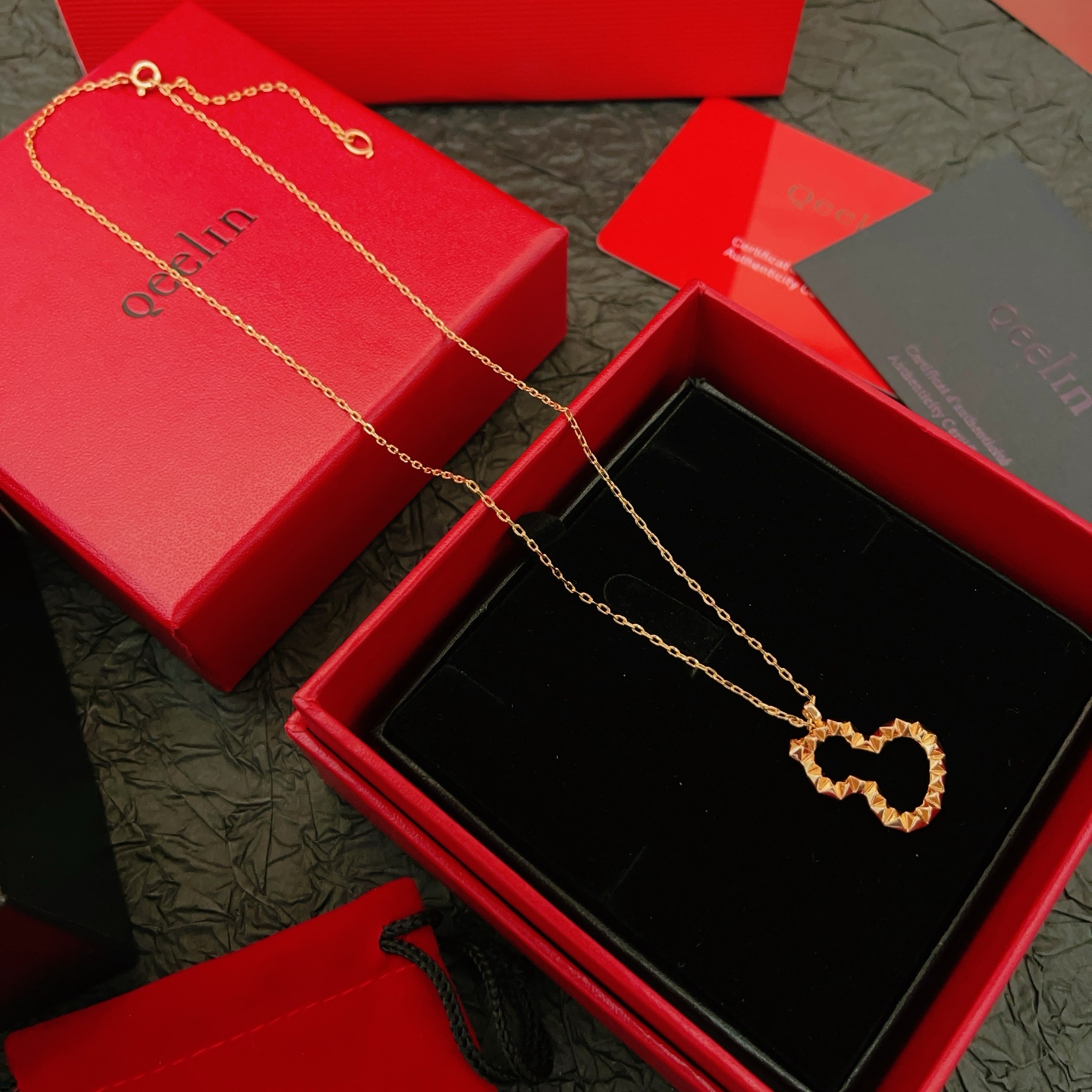 Qeelin Wulu necklace 18K rose gold no gemstones 45cm