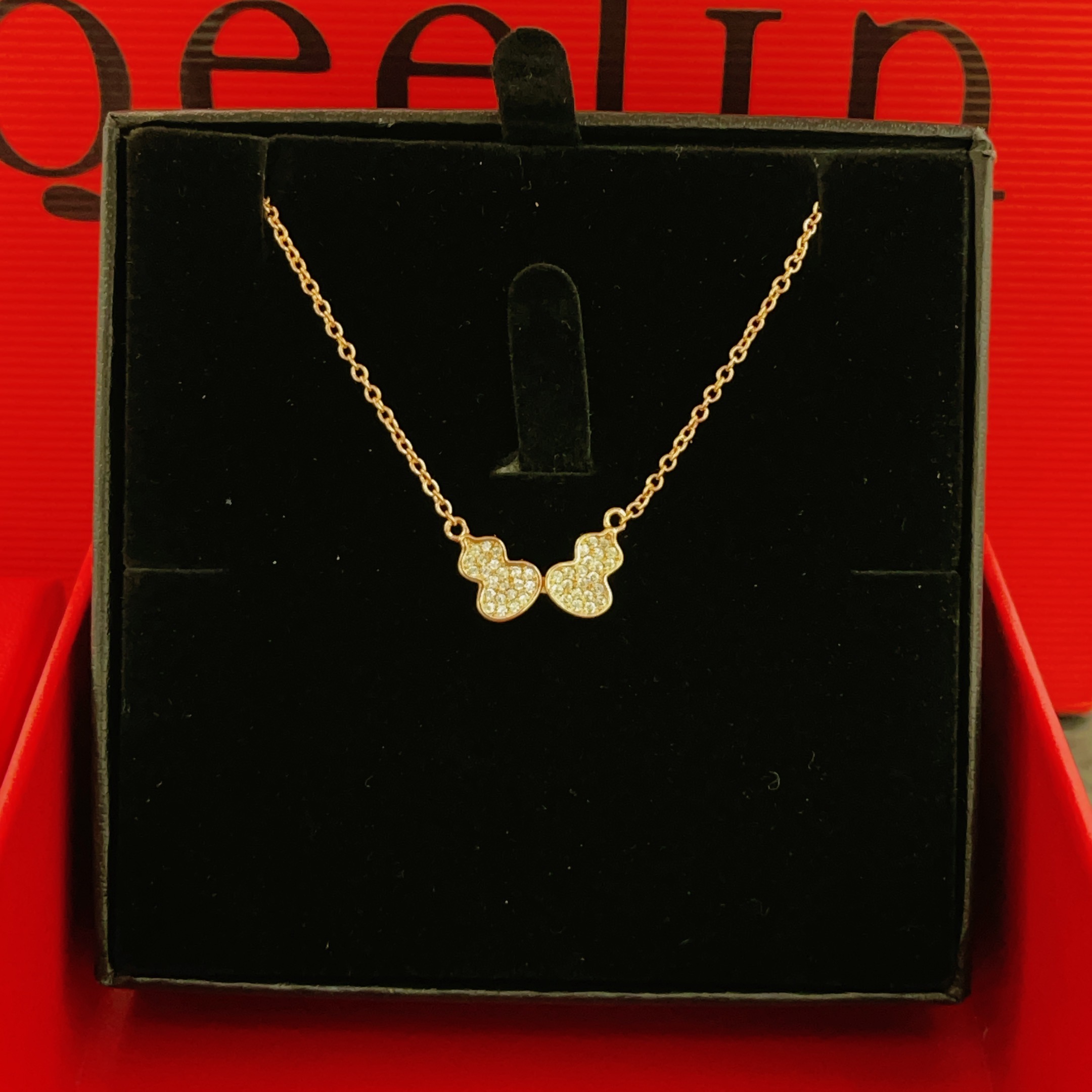 Qeelin Wulu necklace 18K rose gold clear diamond 42cm
