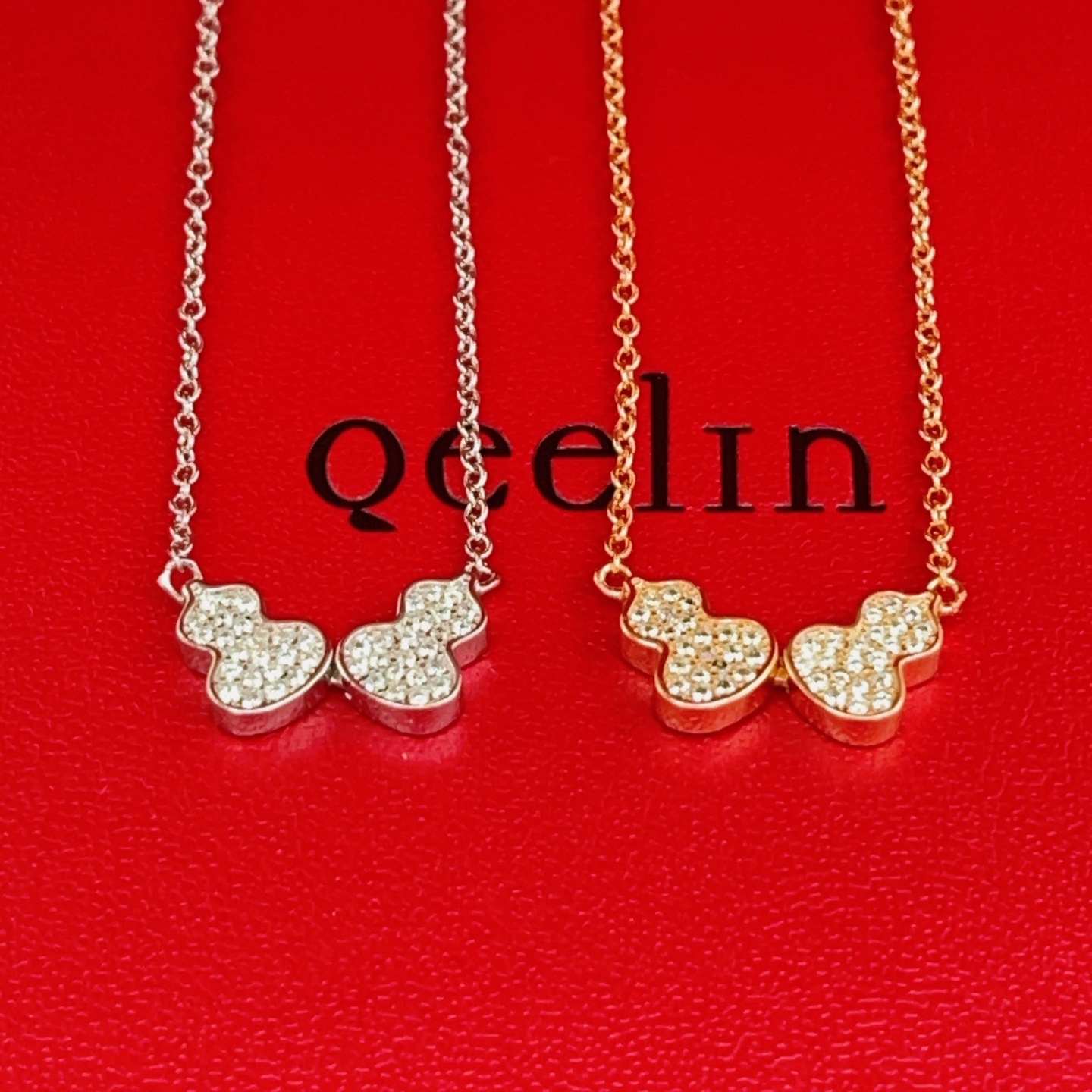 Qeelin Wulu necklace 18K rose gold clear diamond 42cm