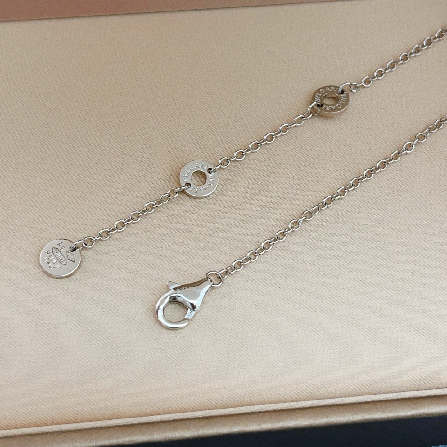 Bvlgari B zero1 necklace silver-toned metal with white ceramic 40-45cm adjustable