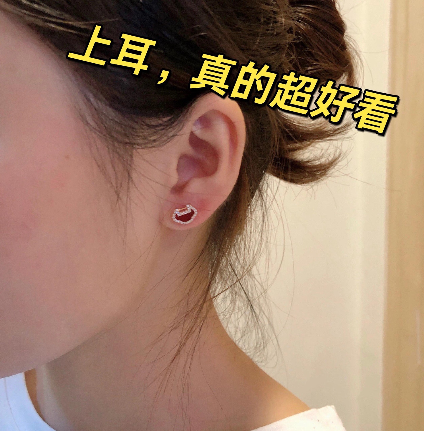 Qeelin Yu Yi earrings 18k rose gold red carnelian white diamond 8mm stud diameter