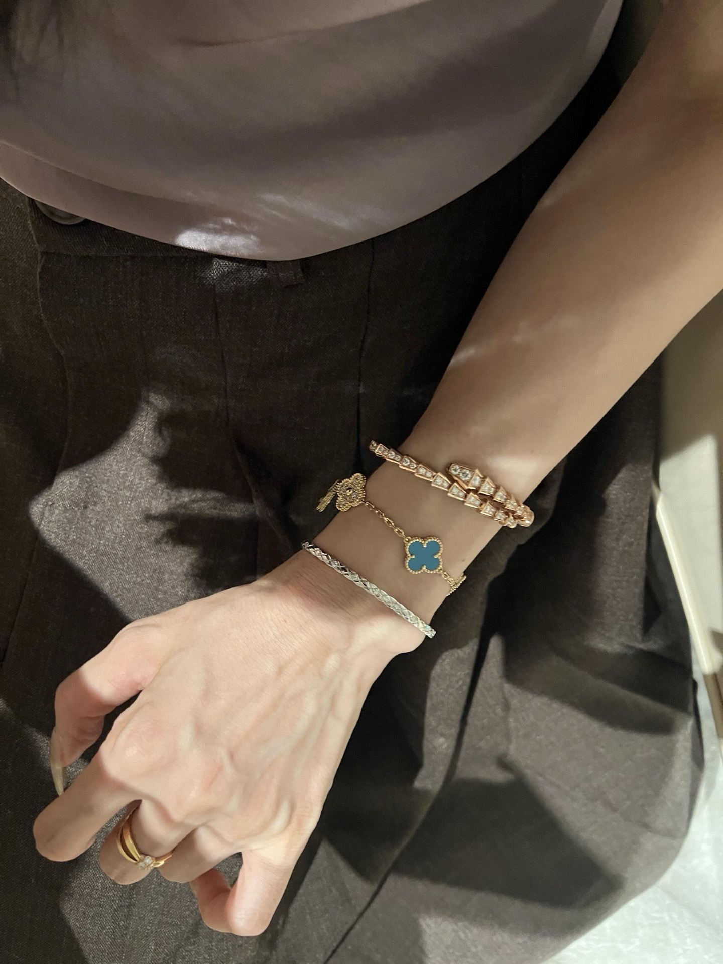 Van Cleef Arpels Vintage Alhambra bracelet Yellow gold with turquoise and diamond accents 18cm