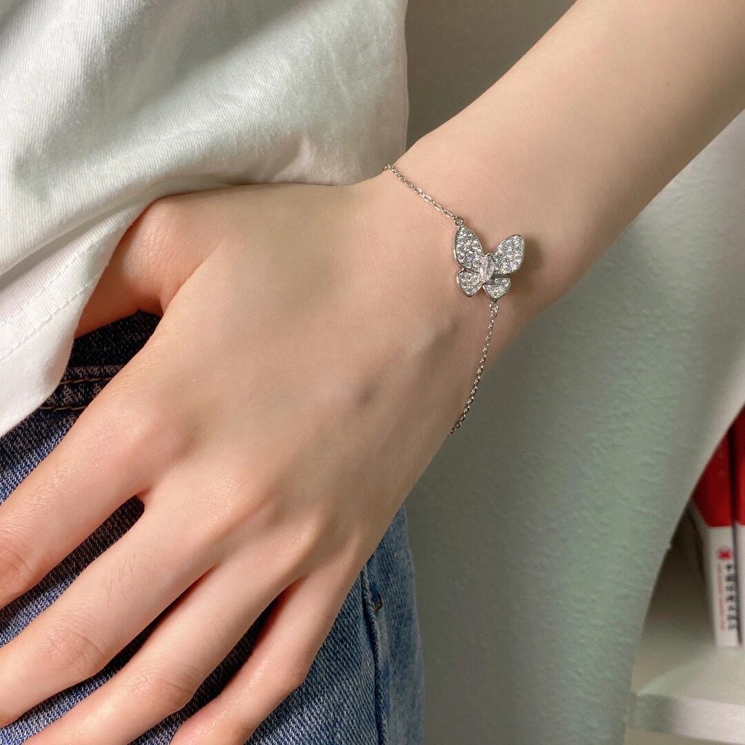 Bracciale Van Cleef Arpels Two Butterfly Oro bianco diamante 17 cm