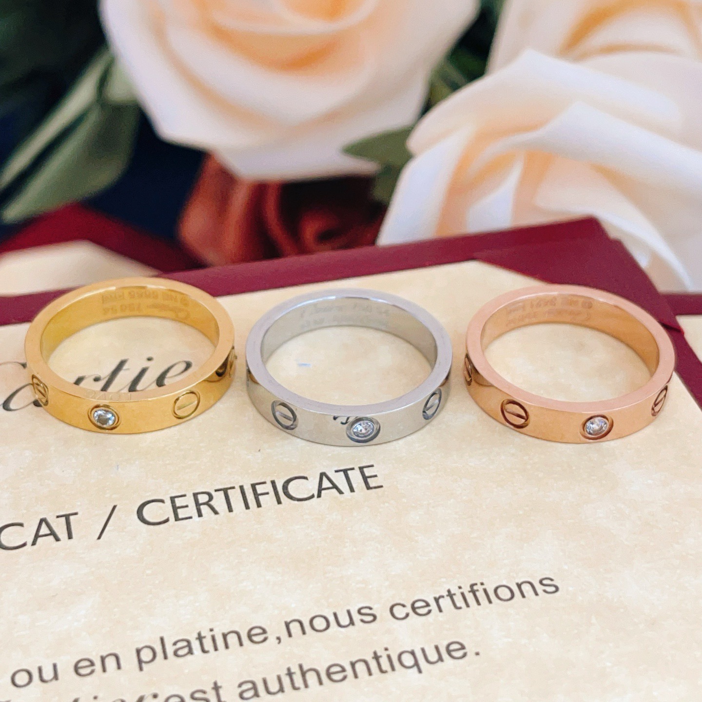 Cartier Love ring Rose gold clear diamond No 6