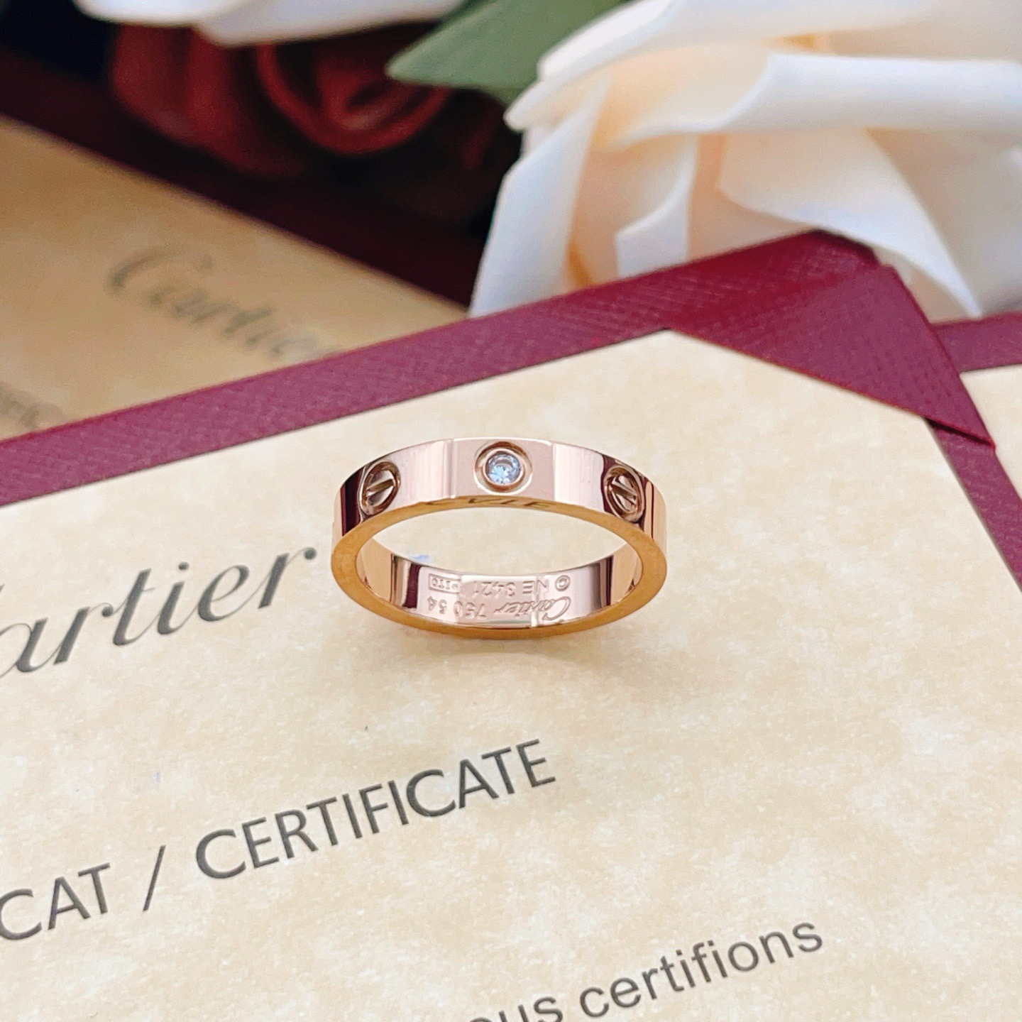 Cartier Love ring Rose gold clear diamond No 6