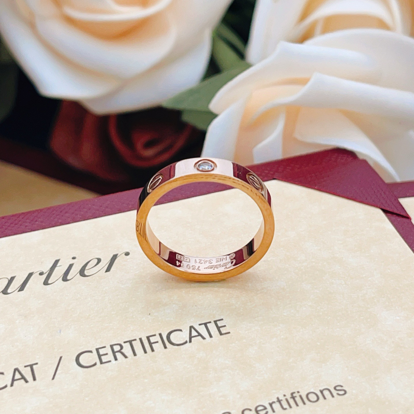Cartier Love ring Rose gold clear diamond No 6