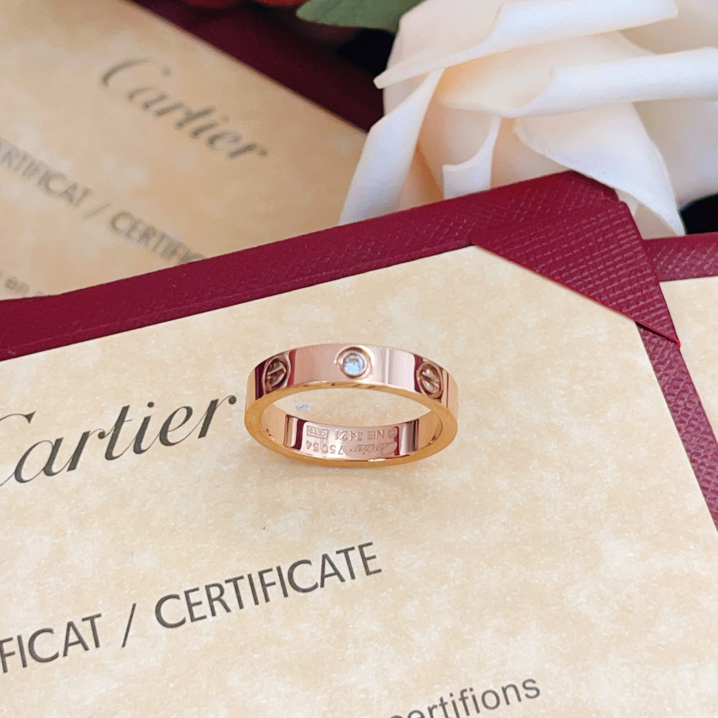Cartier Love ring Rose gold clear diamond No 6