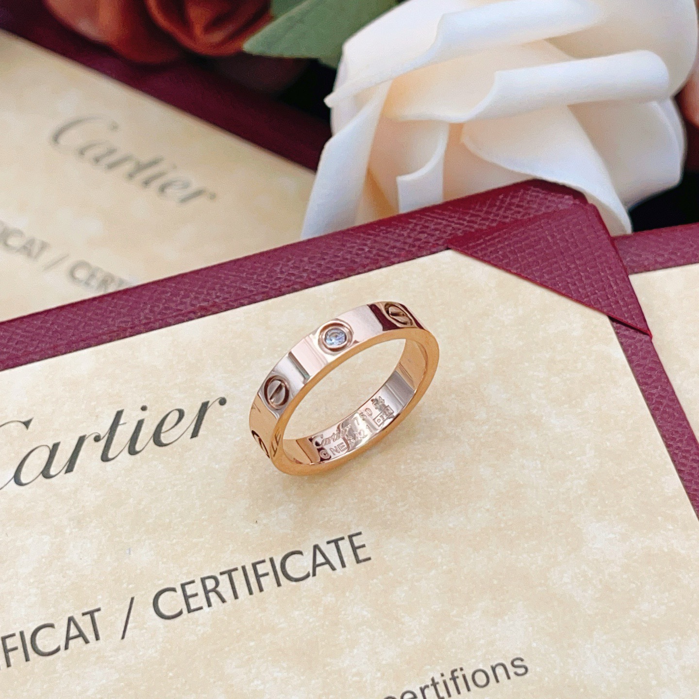 Cartier Love ring Rose gold clear diamond No 6