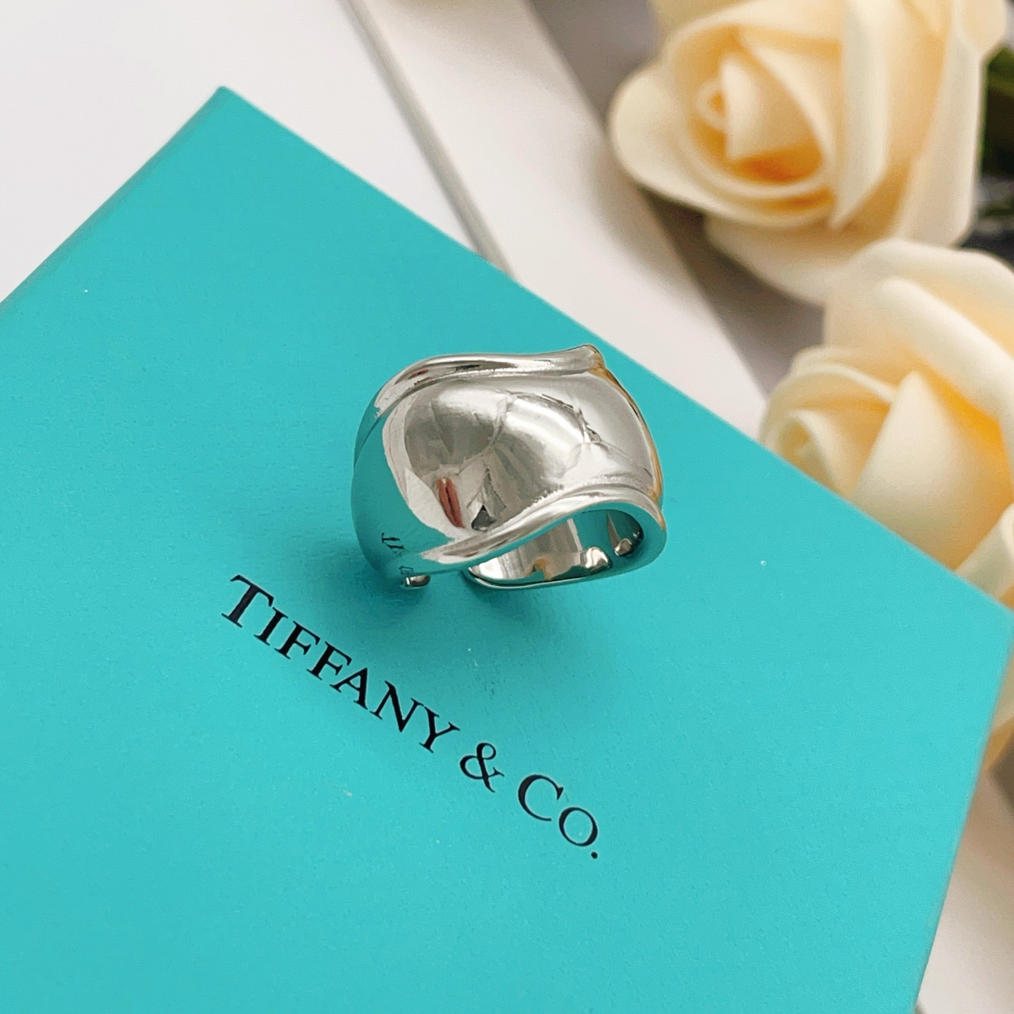 Tiffany Co Elsa Peretti Bone Cuff Ring ring polished sterling silver no accent stones adjustable open band