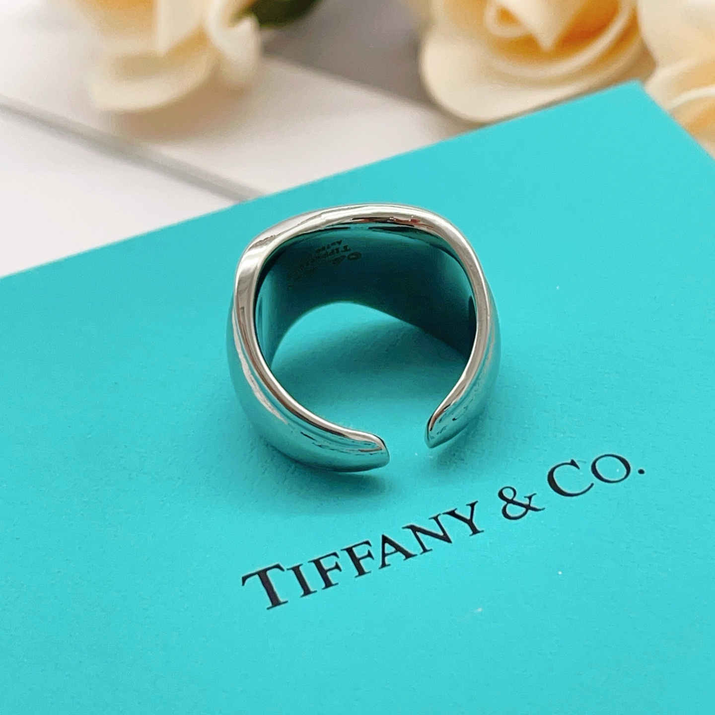 Tiffany Co Elsa Peretti Bone Cuff Ring ring polished sterling silver no accent stones adjustable open band