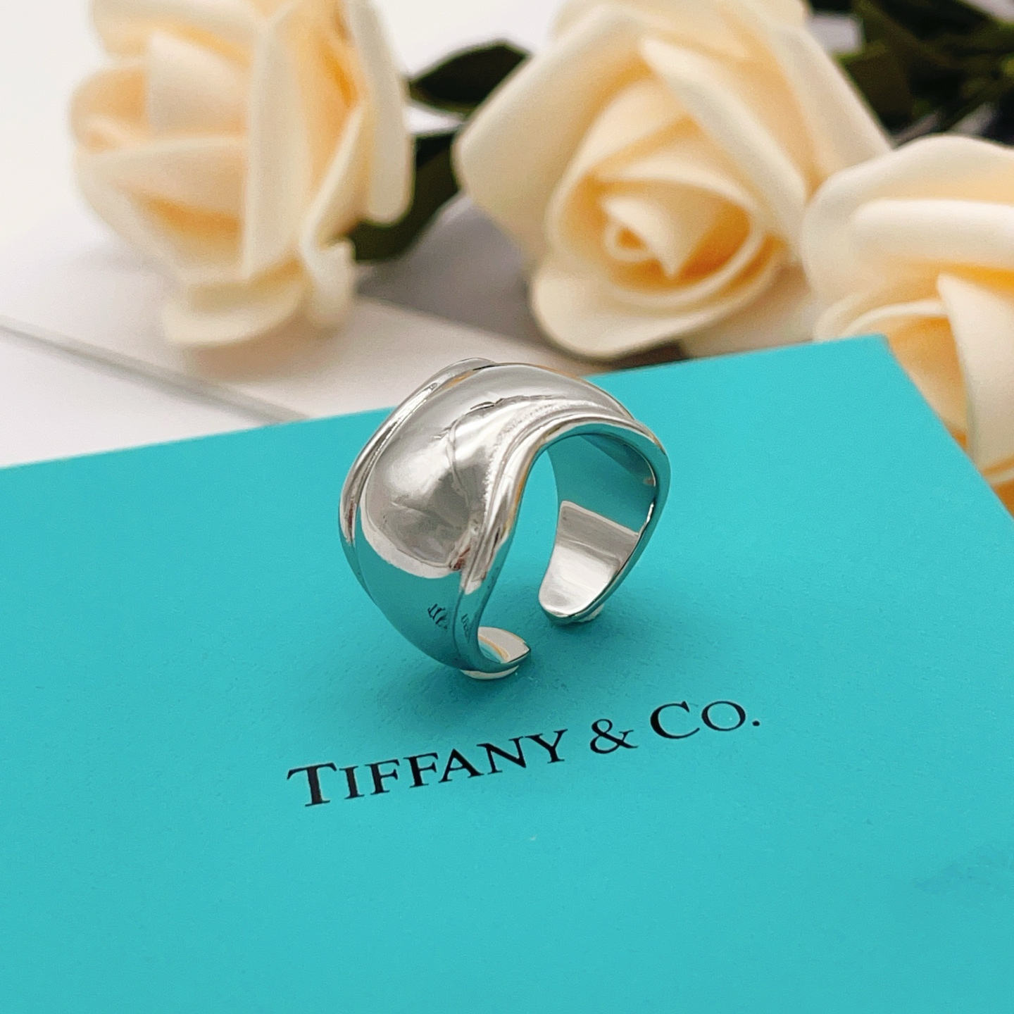 Tiffany Co Elsa Peretti Bone Cuff Ring ring polished sterling silver no accent stones adjustable open band