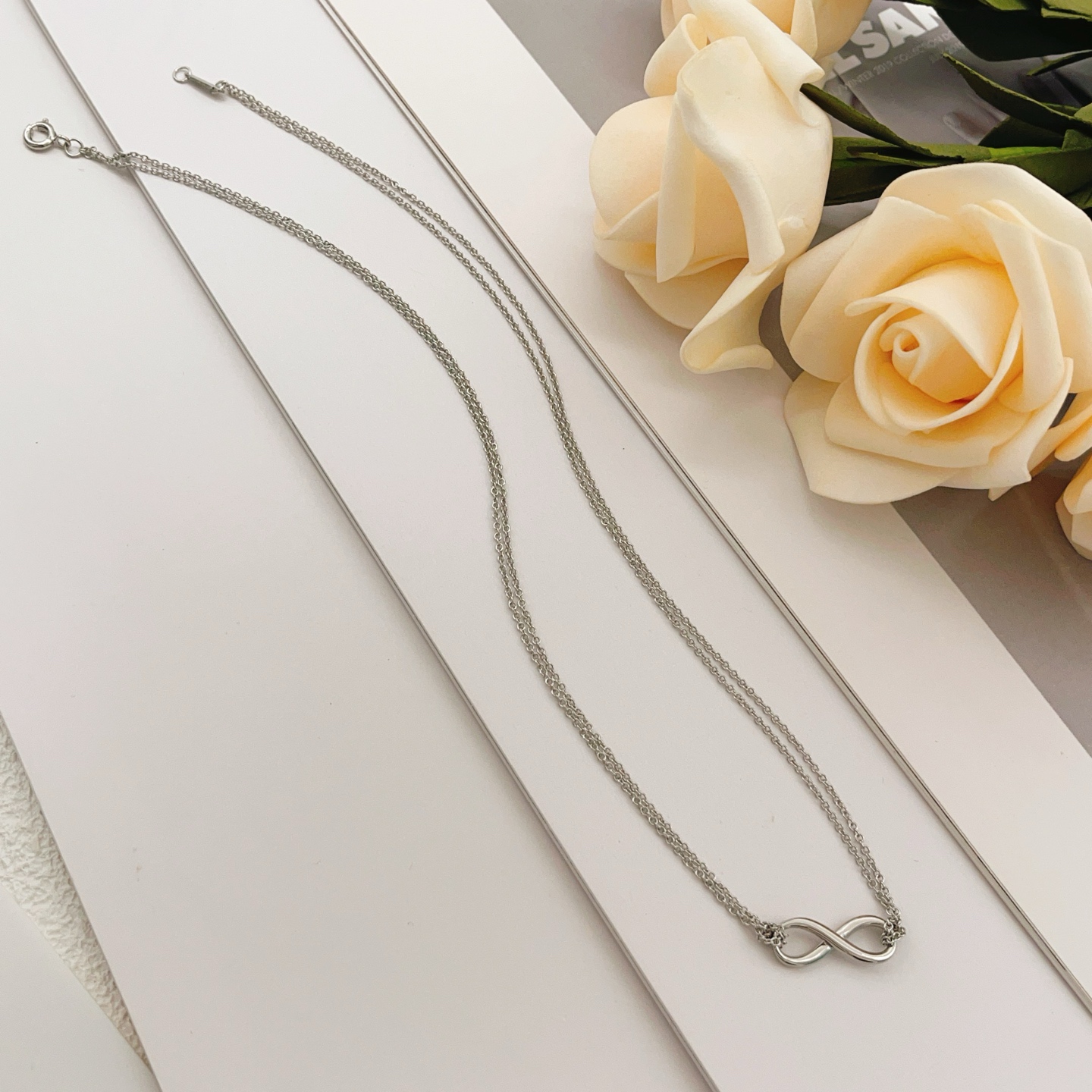Tiffany Co Infinity necklace Sterling silver no gemstones 16 inches