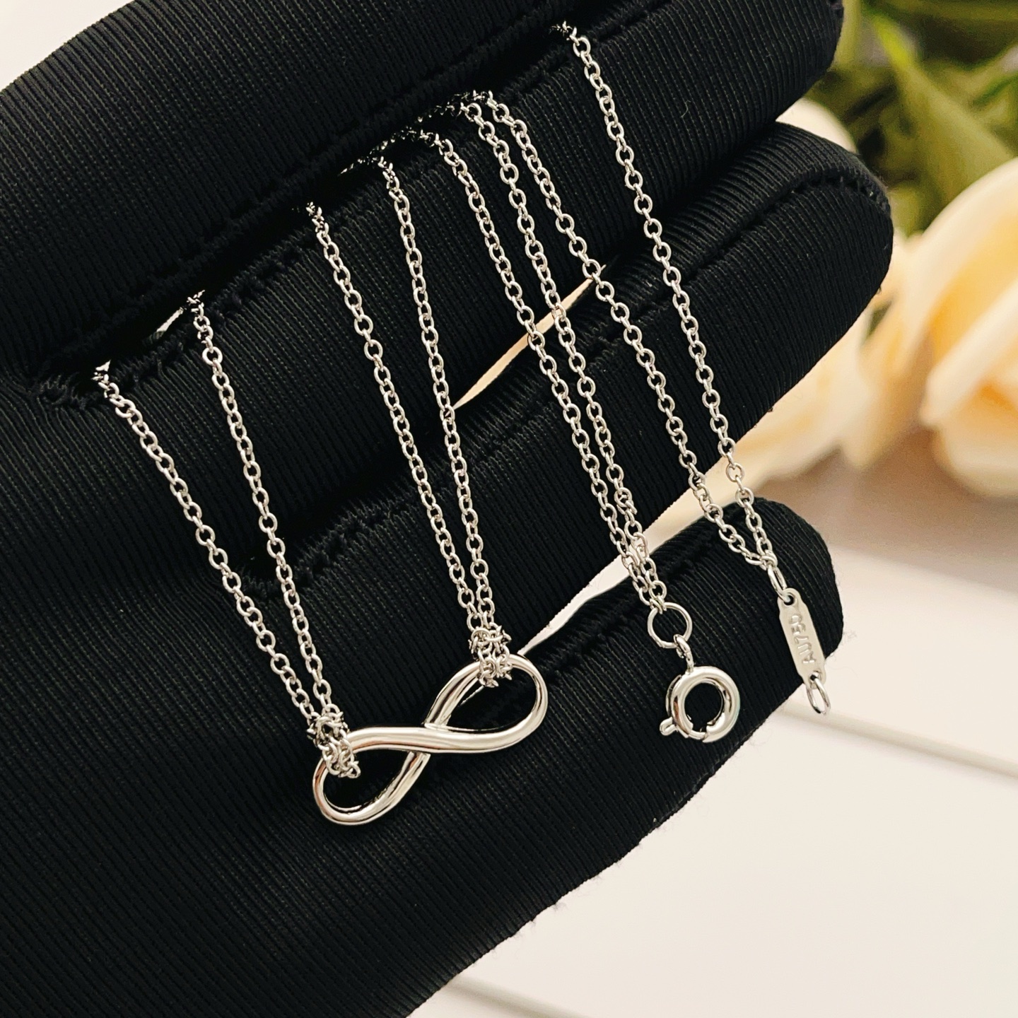 Tiffany Co Infinity necklace Sterling silver no gemstones 16 inches