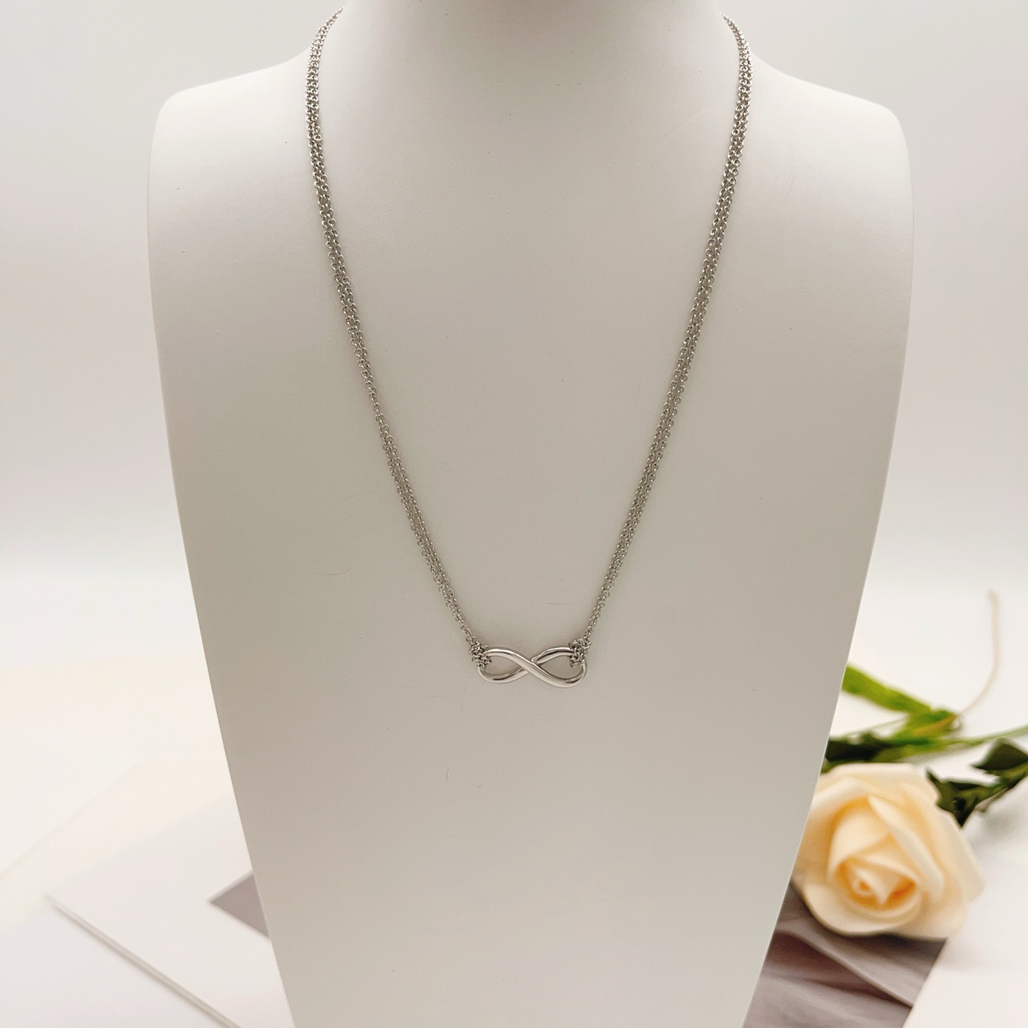 Tiffany Co Infinity necklace Sterling silver no gemstones 16 inches