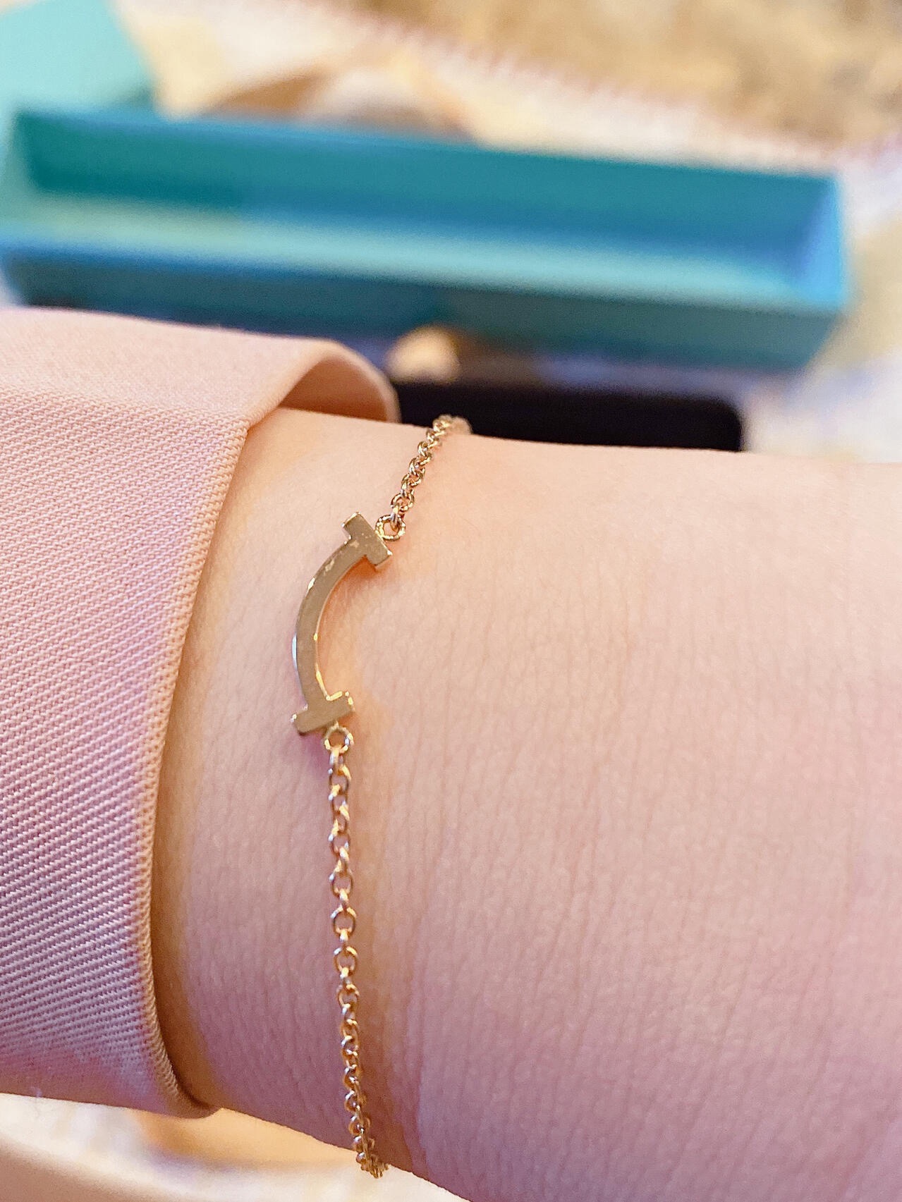Tiffany Co T Smile bracelet 18k yellow gold 16cm with 2cm extender