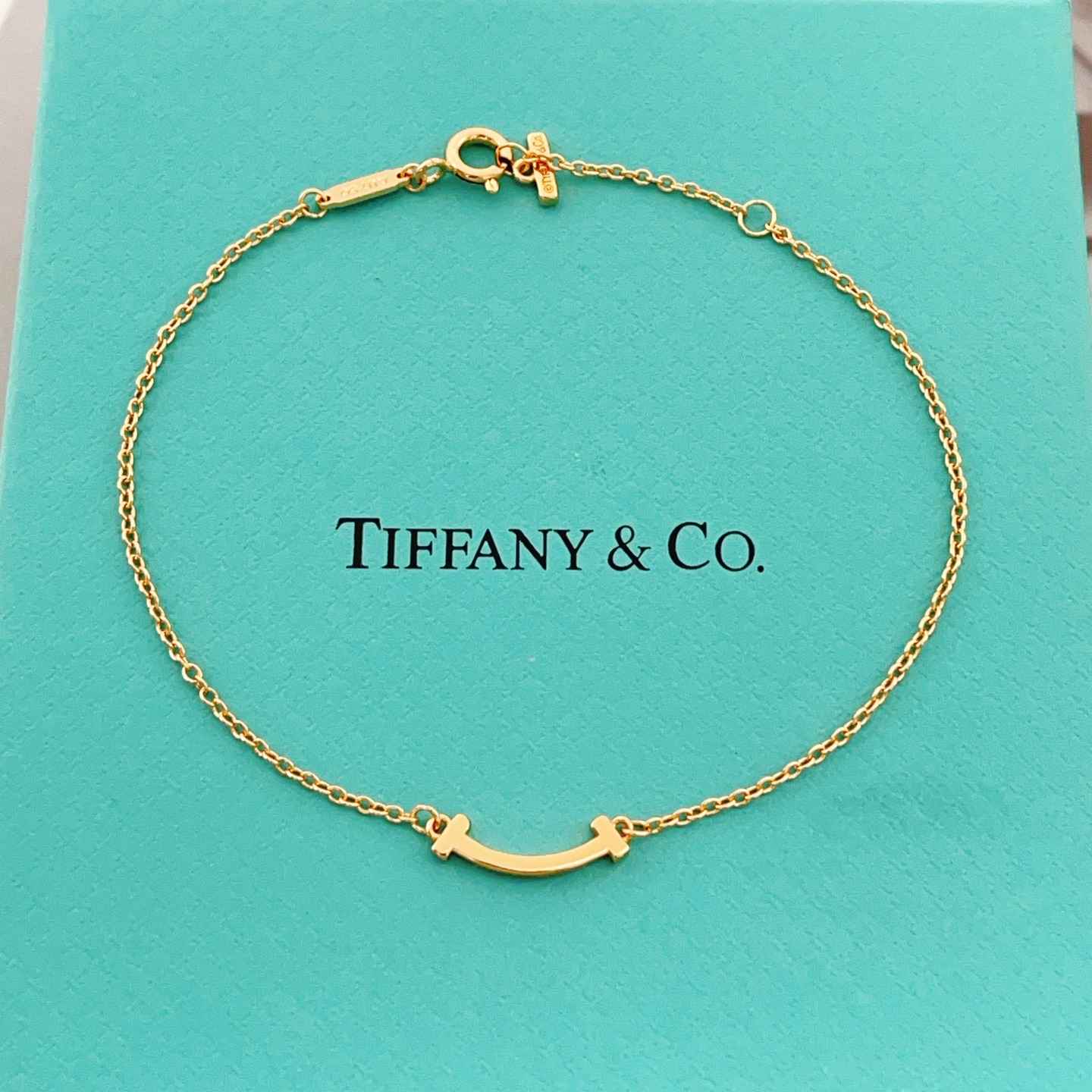 Tiffany Co T Smile bracelet 18k yellow gold 16cm with 2cm extender