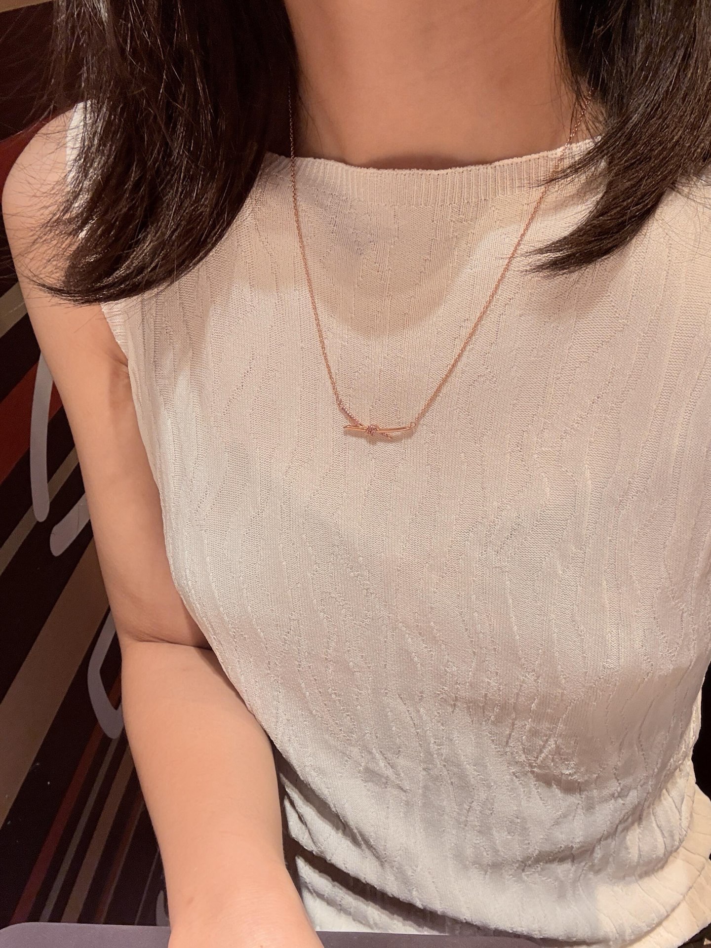 Tiffany Co Knot necklace 18K rose gold ruby red 45cm