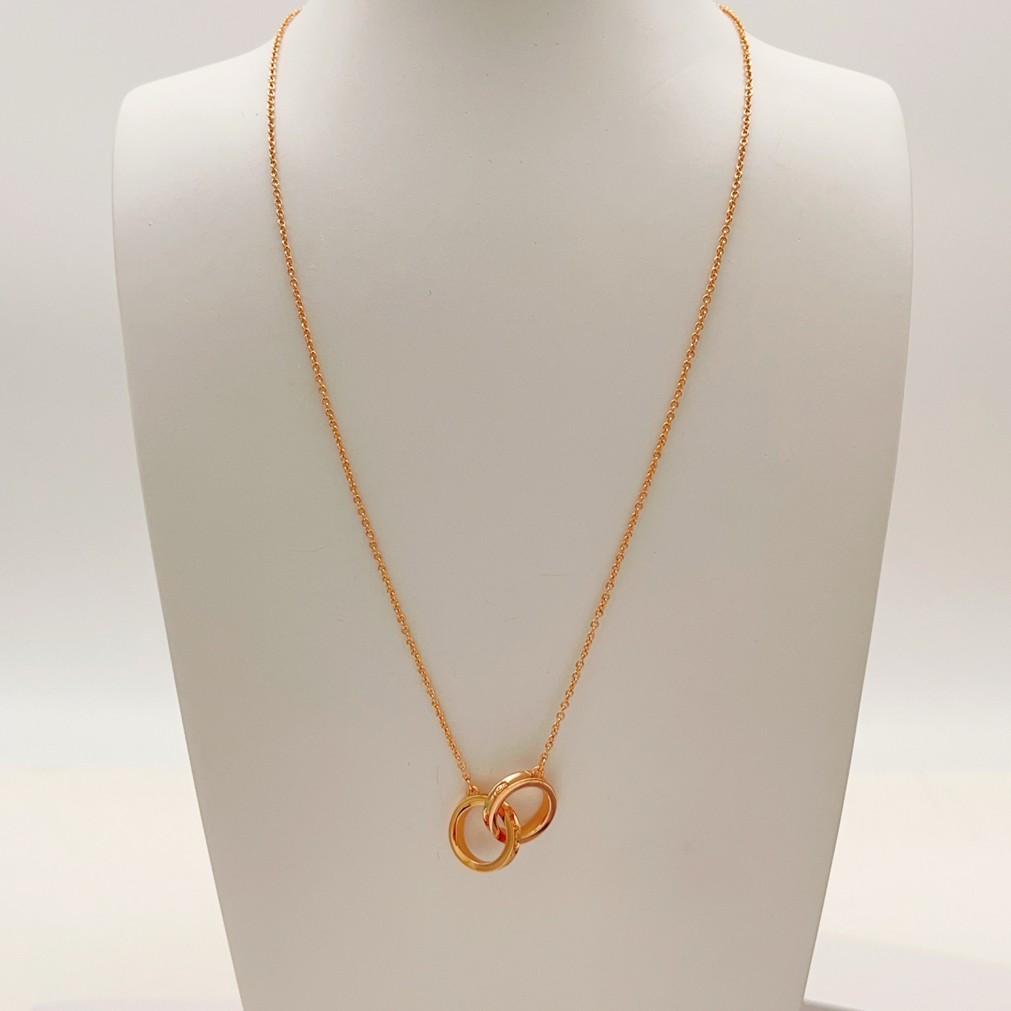Tiffany Co 1837 Interlocking Circles necklace 18k rose gold no gemstones 16 inches