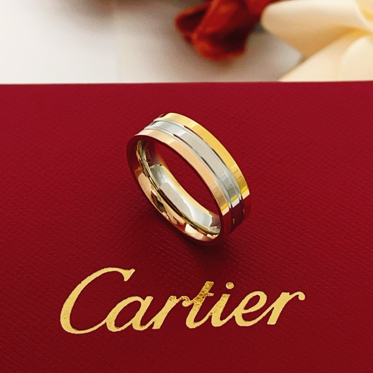 Cartier Vendome Louis Cartier ring 18k yellow gold 18k rose gold 18k white gold No 7