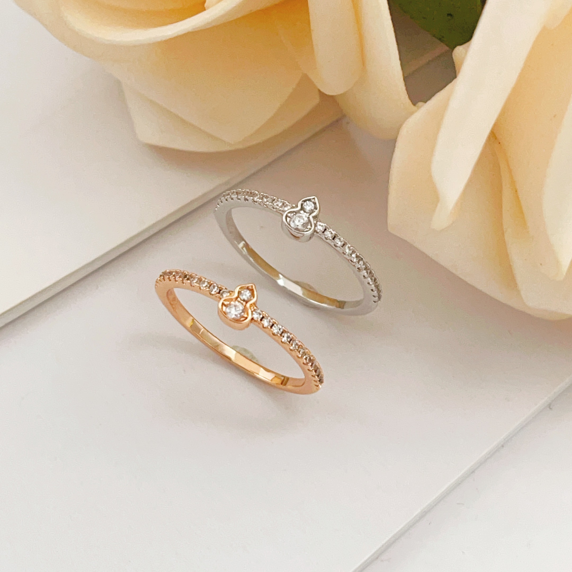 Qeelin Wulu ring 18K rose gold clear diamond US 6