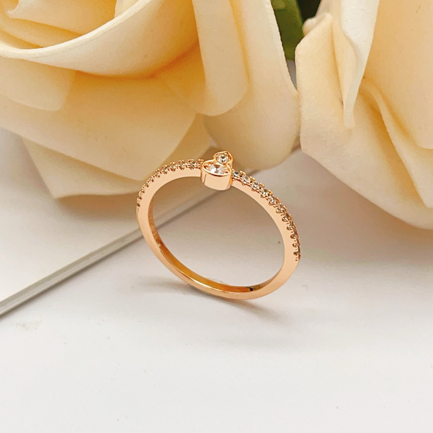 Qeelin Wulu ring 18K rose gold clear diamond US 6