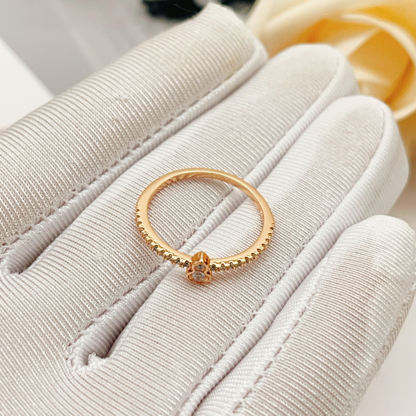 Qeelin Wulu ring 18K rose gold clear diamond US 6