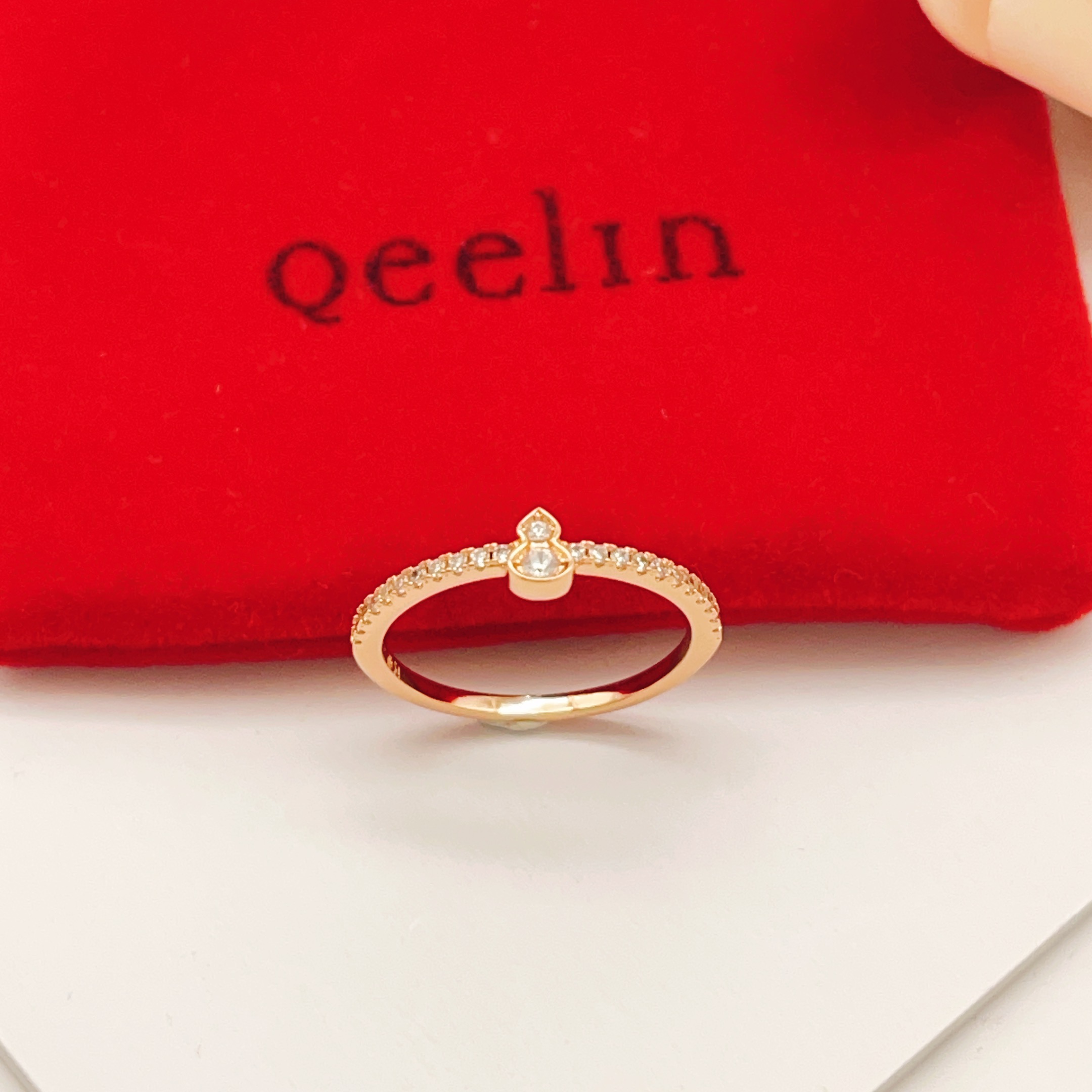 Qeelin Wulu ring 18K rose gold clear diamond US 6