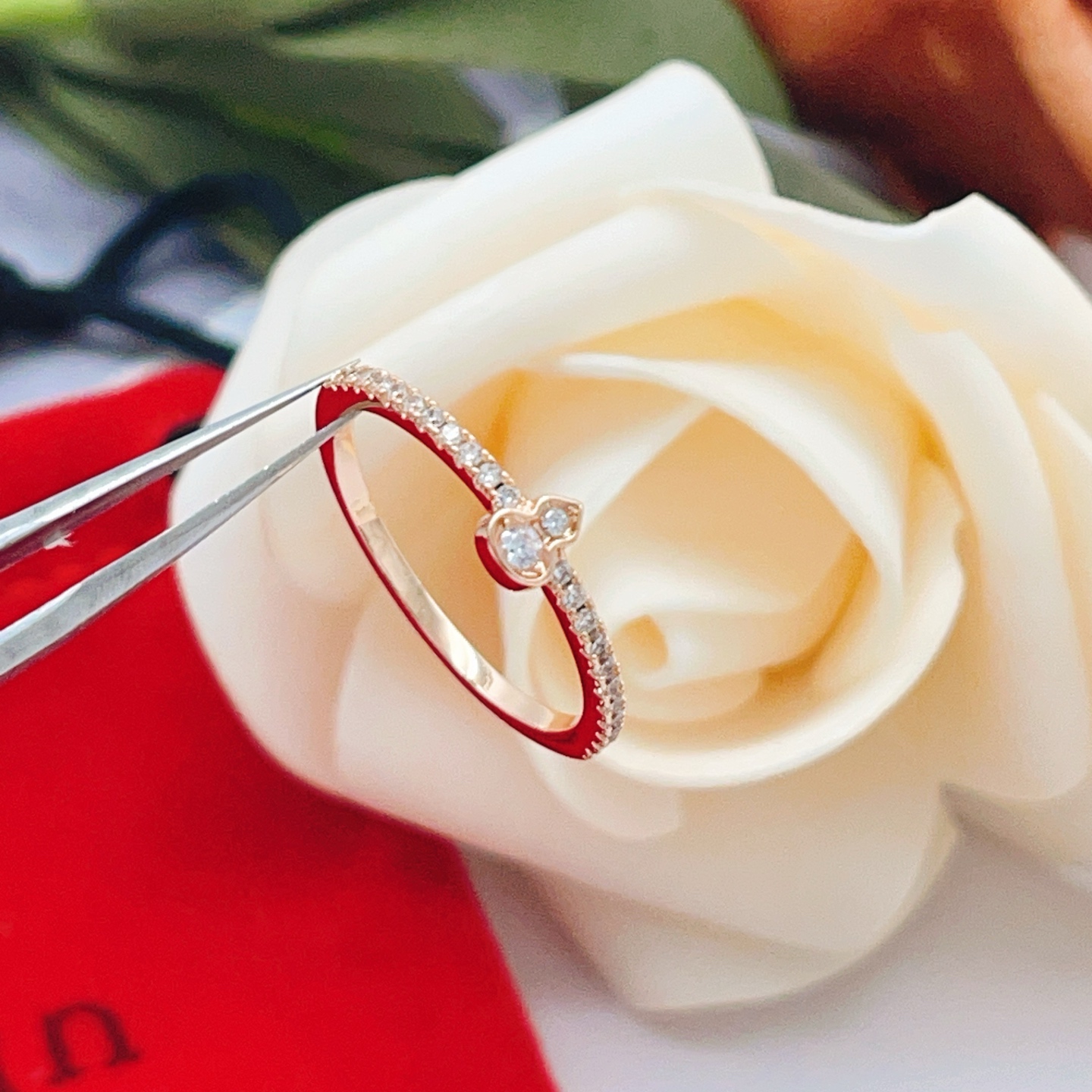 Qeelin Wulu ring 18K rose gold clear diamond US 6