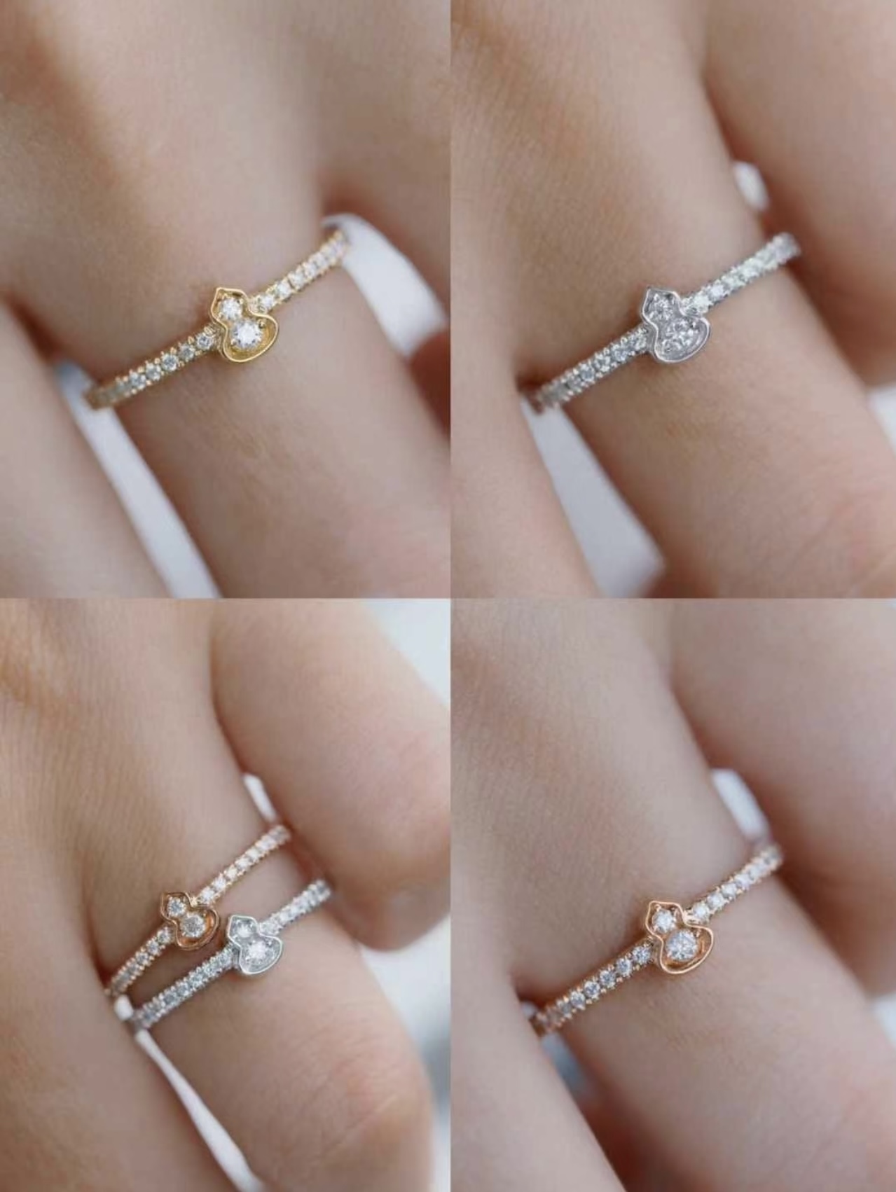 Qeelin Wulu ring 18K rose gold clear diamond US 6