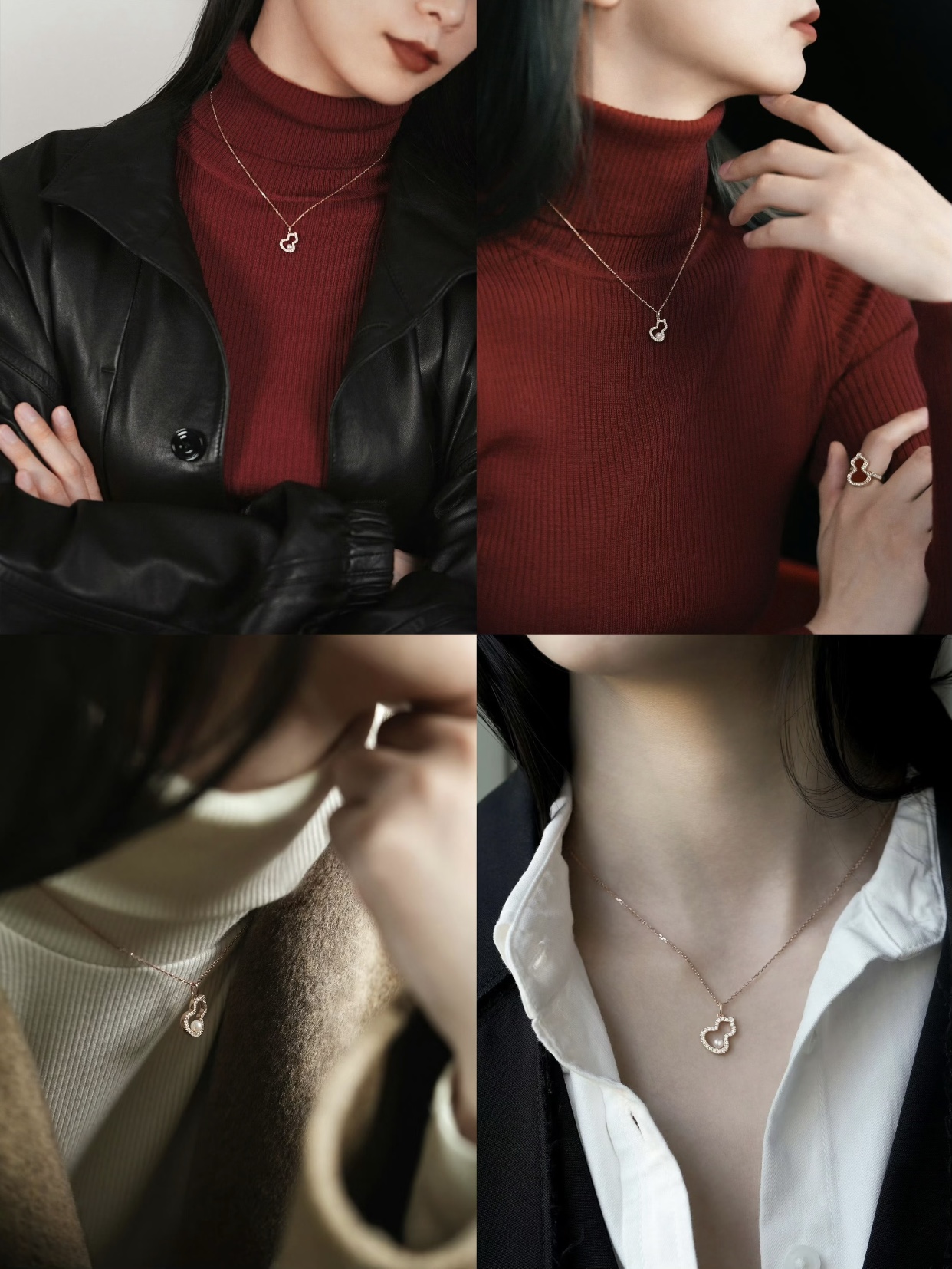 Qeelin Wulu necklace 18K rose gold clear diamond accents white freshwater pearl 42cm with 3cm extender