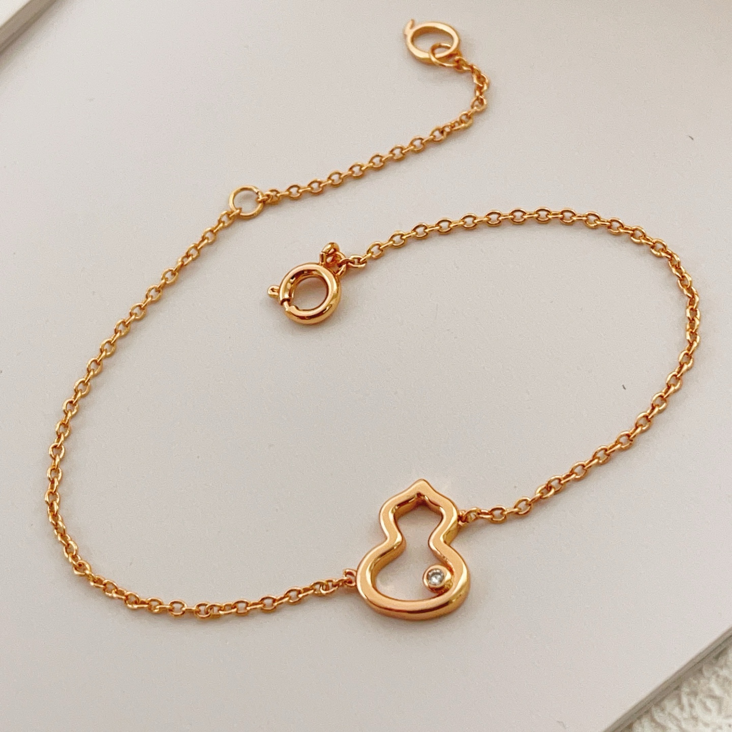 Qeelin Wulu bracelet 18K rose gold with single clear diamond accent 17cm