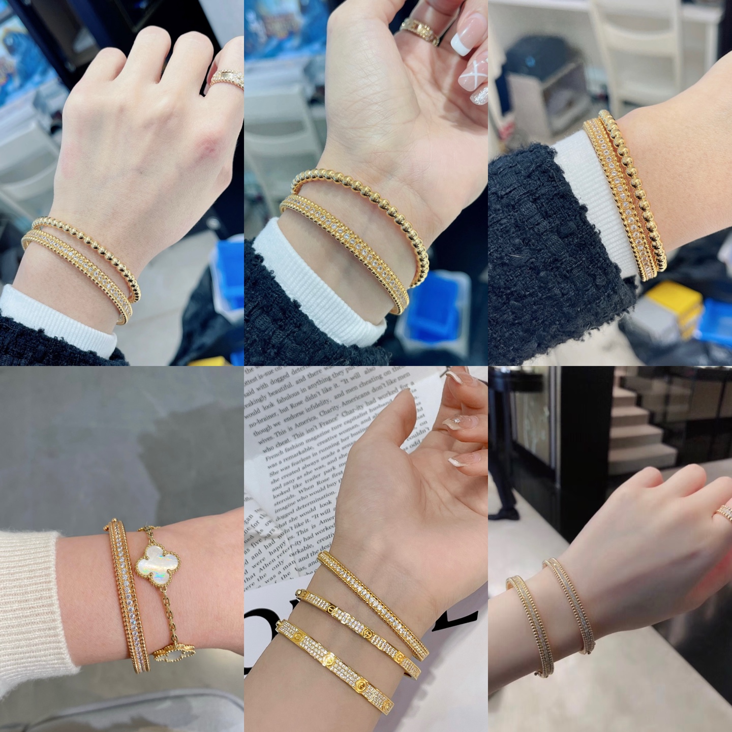 Bracelet Van Cleef Arpels Perlee Métal doré jaune avec accents de diamants clairs Circonférence intérieure de 17 cm