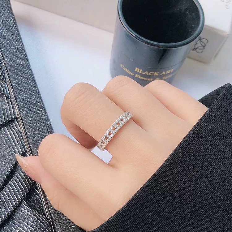 Tiffany Co Tiffany Novo Full Eternity Band Ring ring Platinum metal with clear diamond stones 7