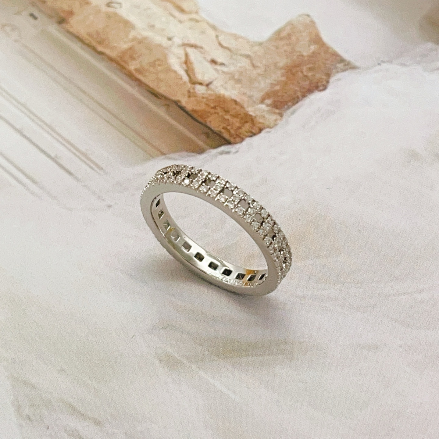 Tiffany Co Tiffany Novo Full Eternity Band Ring ring Platinum metal with clear diamond stones 7