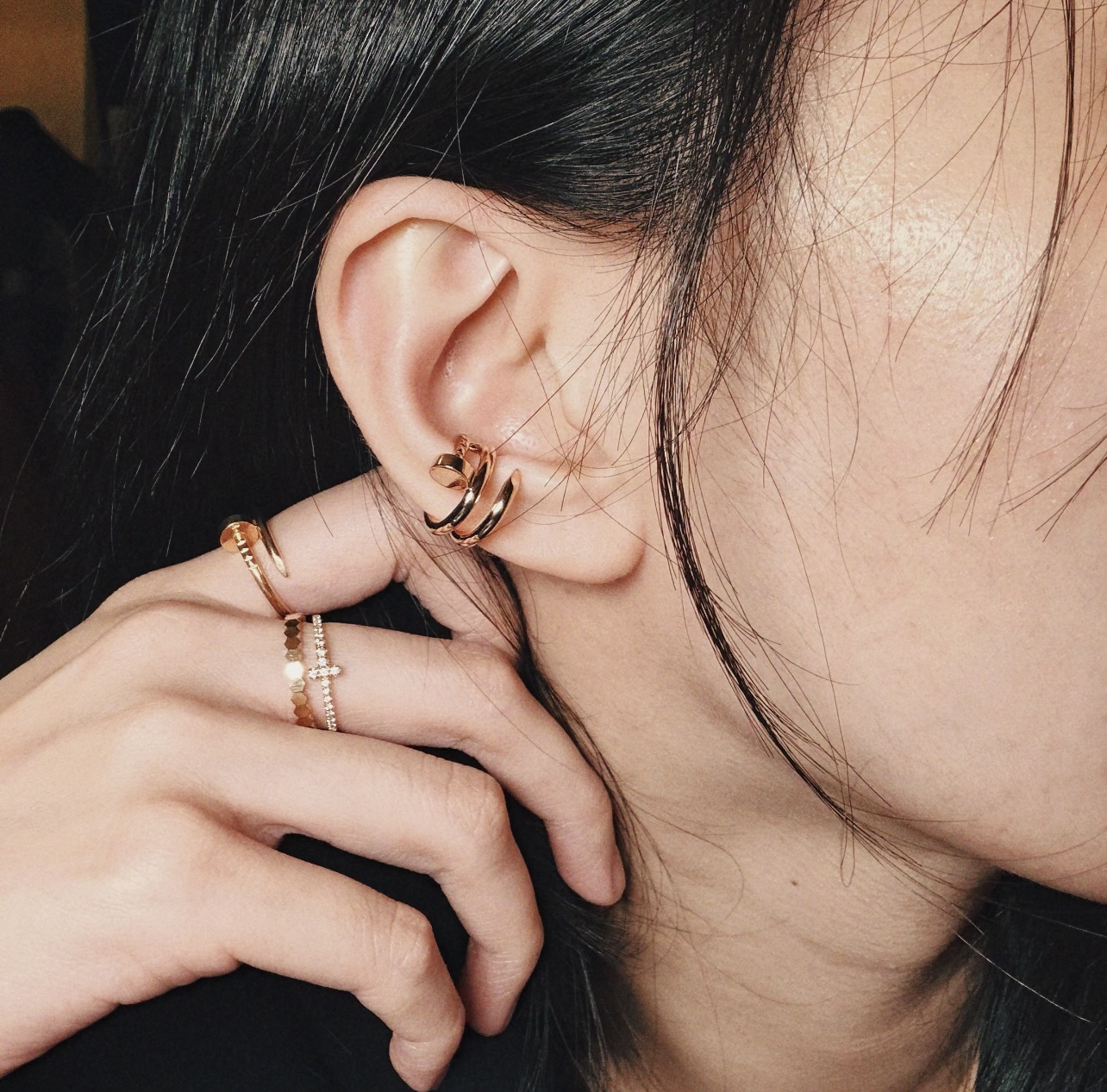 Cartier Signature Logo Nail Cuff Earrings earrings Yellow gold tone metal no gemstones One Size cuff style no chain length