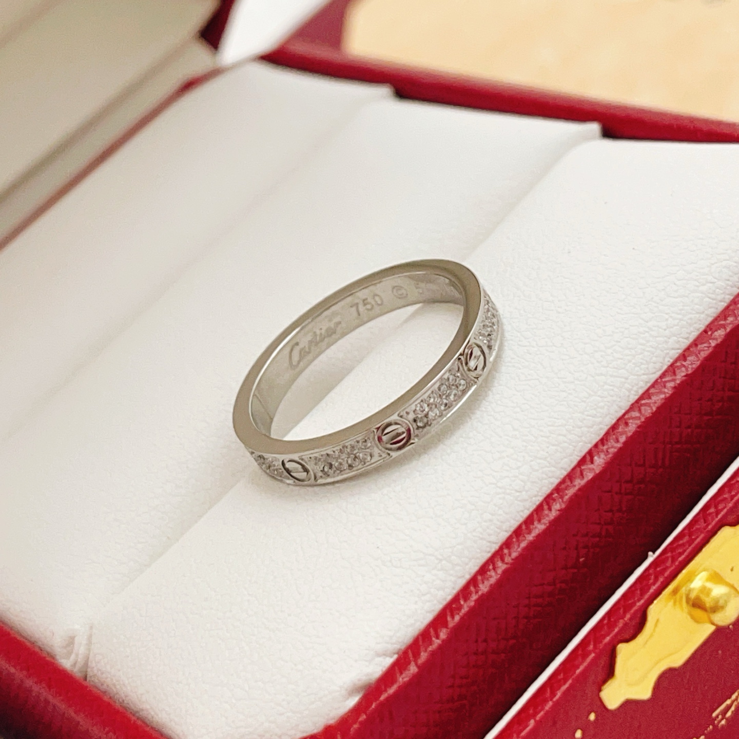 Cartier Love ring 18k white gold with pave diamonds 18k rose gold with pave diamonds No 6