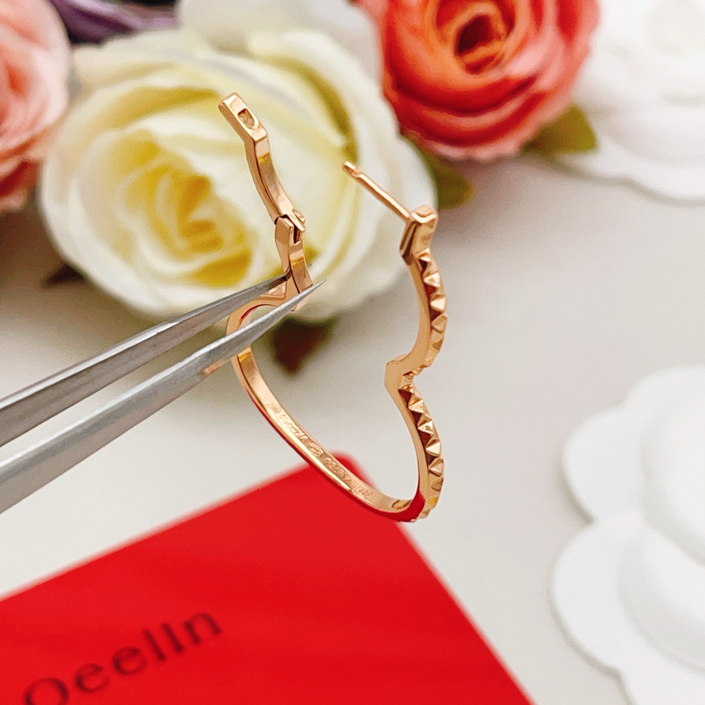 Qeelin Wulu earrings 18K rose gold no gemstones 3cm hoop diameter
